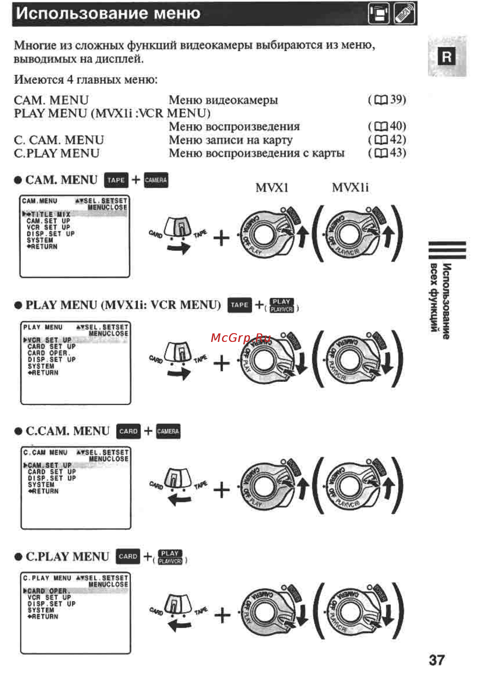 Canon MVX1 [37/161] Использование меню