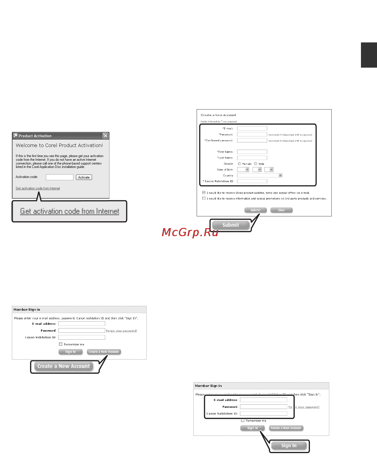Canon DVD DC310 [92/99] Регистрация пользователя