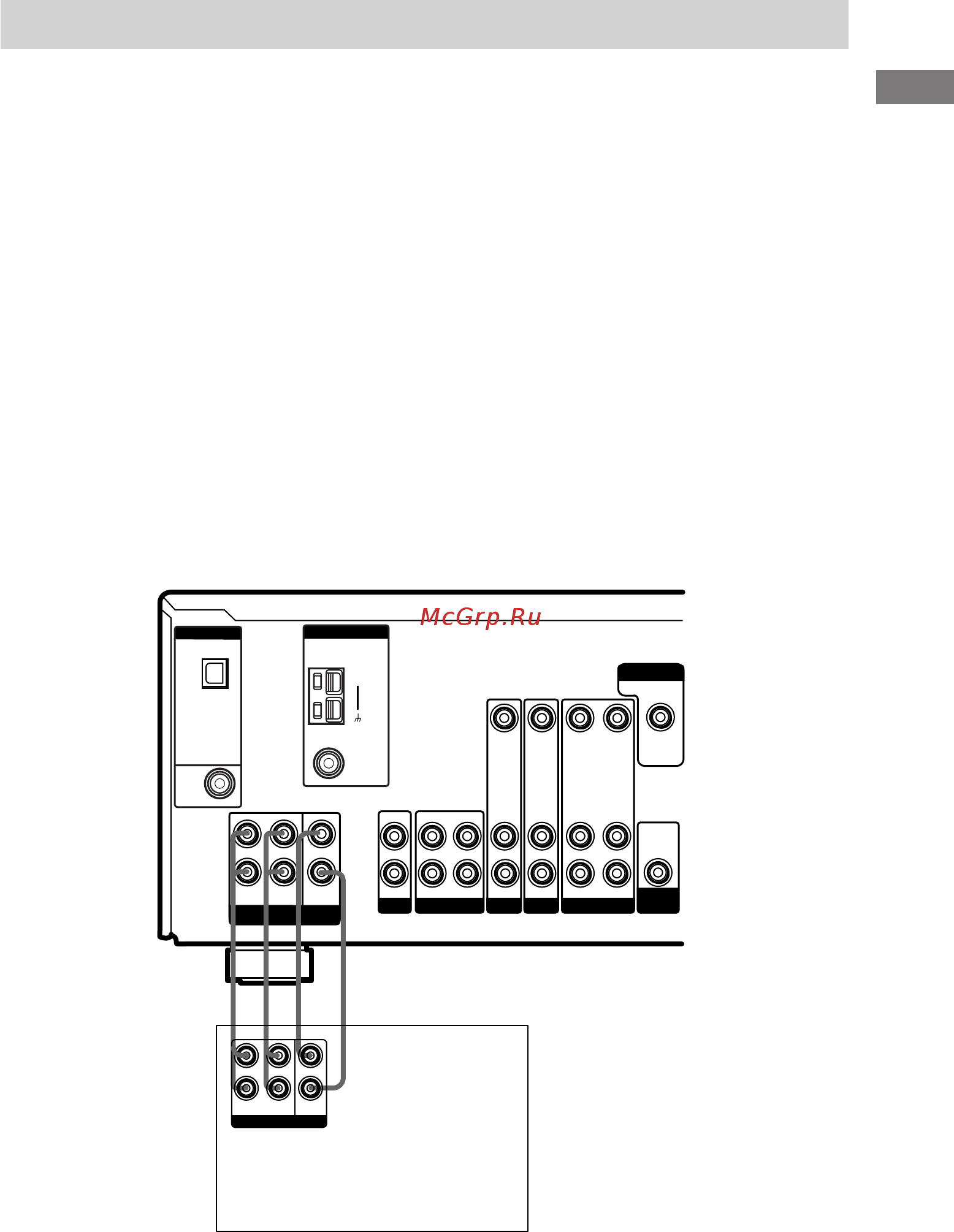 Sony STR-DE485(E) [11/56] Для полного наслаждения многоканальным окружающим звучанием необходимы пять акустических систем две фронтальные колонки две колонки окружающего звучания и громкоговоритель центрального канала и сабвуфер подробности о подключении к многоканальным входам смотрите в инструкциях по эксплуатации прилагаемых к вашему dvd проигрывателю многоканальному декодеру и т д