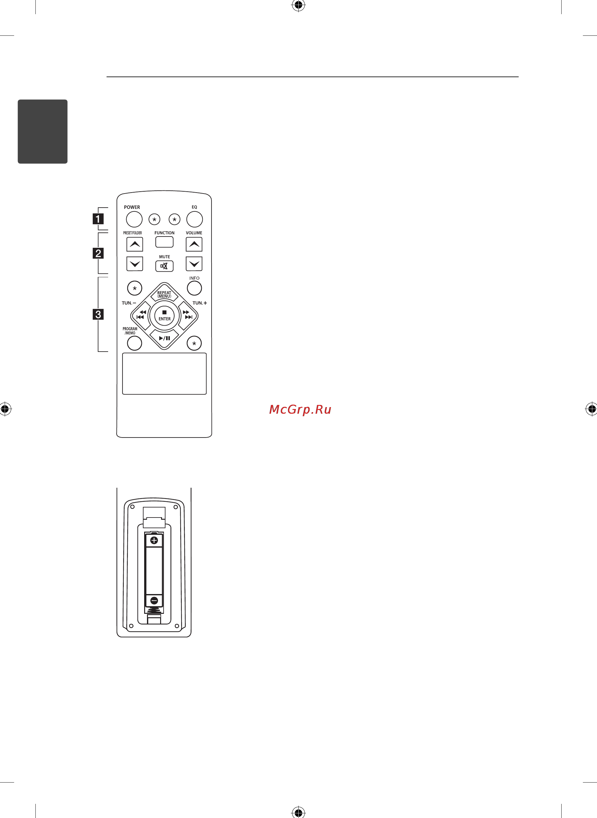 LG CM1530 [8/22] Пульт дистанционного управления