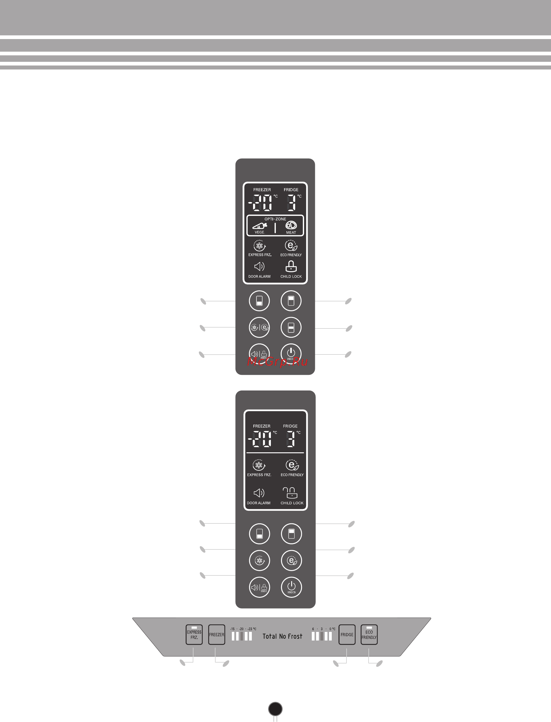LG GA-B429BQA [40/56] Display panel for temperature control adjusting the temperatures and functions