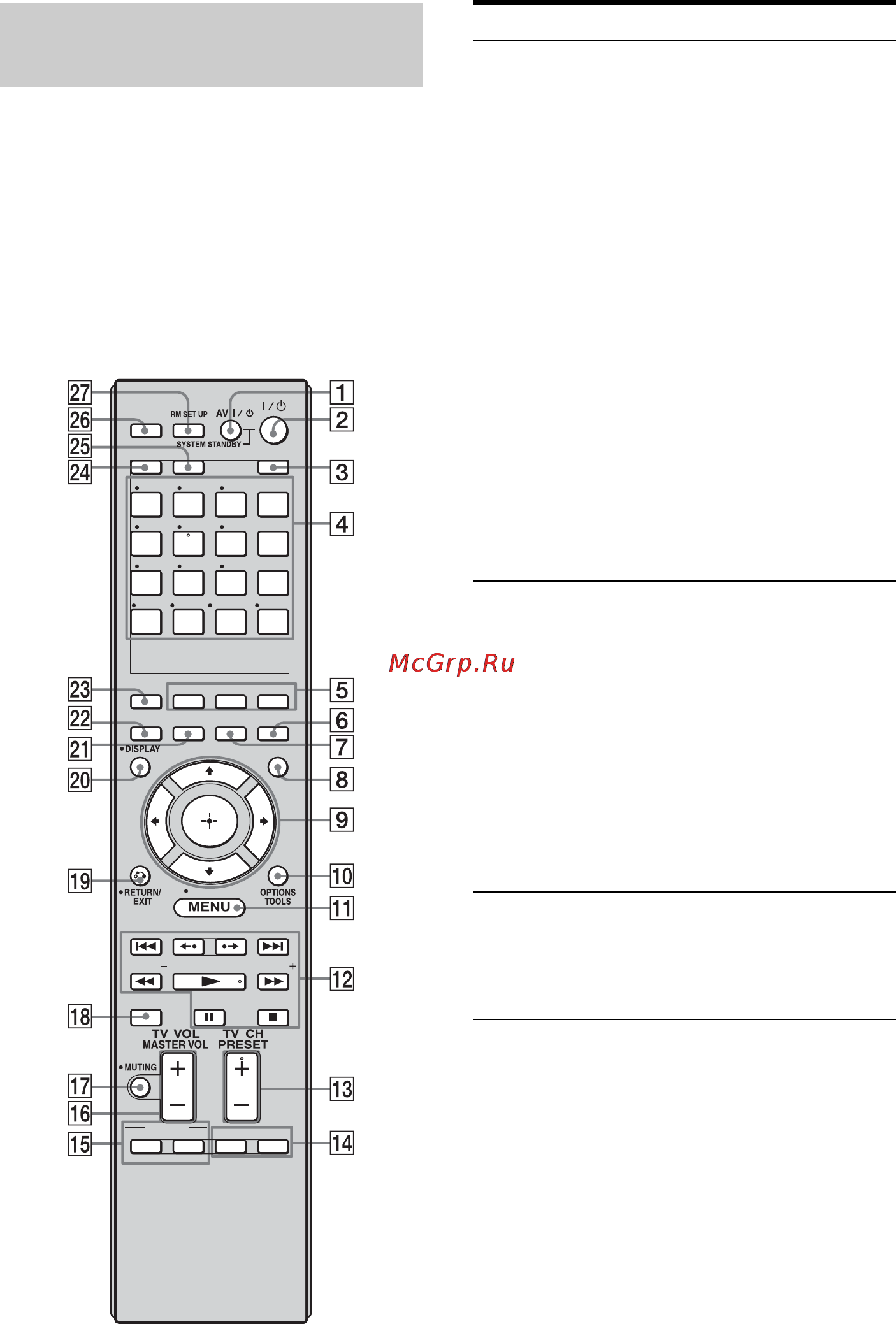 Sony STR-DA3400ES [12/152] Пульт дистанционного управления