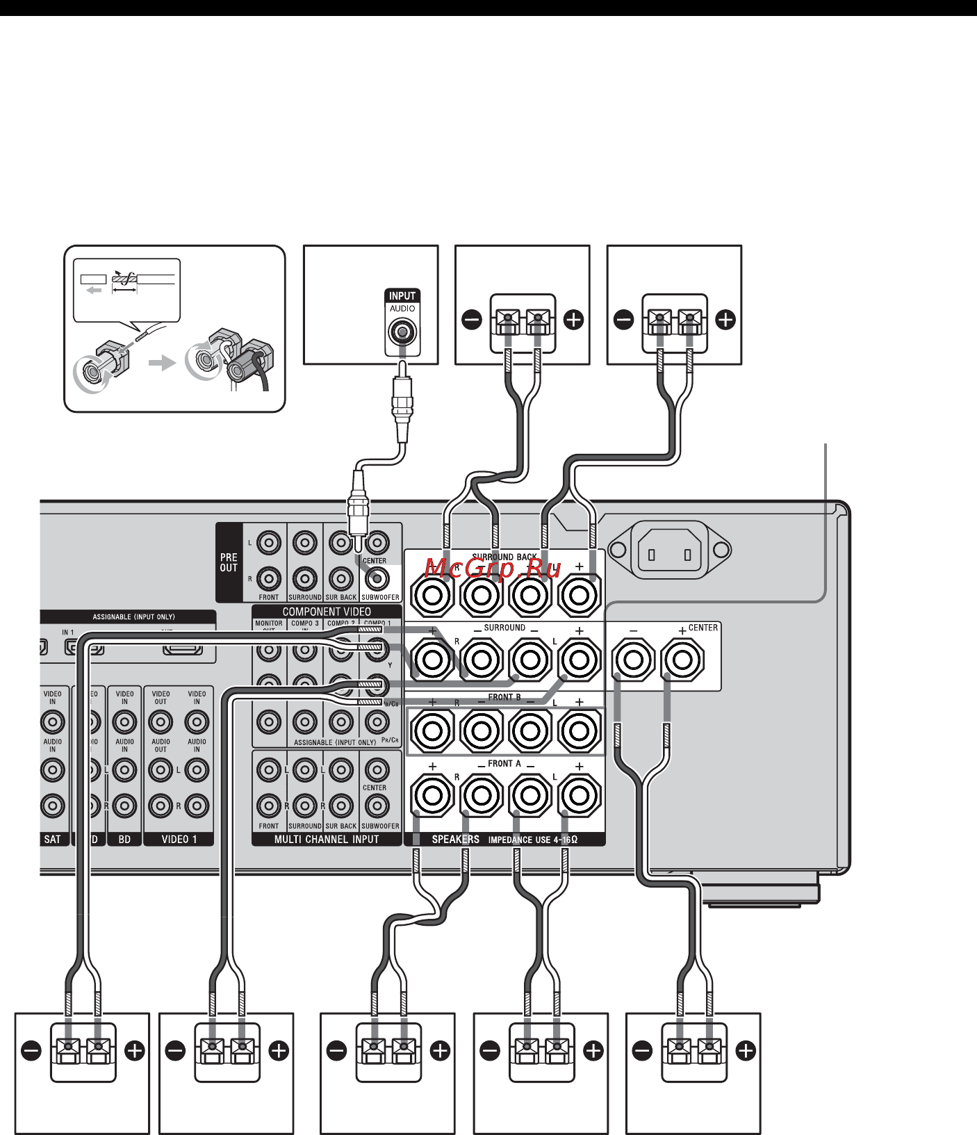 Sony STR-DA3400ES [20/152] A монофонический аудиошнур не прилагается b шнуры колонок не прилагаются
