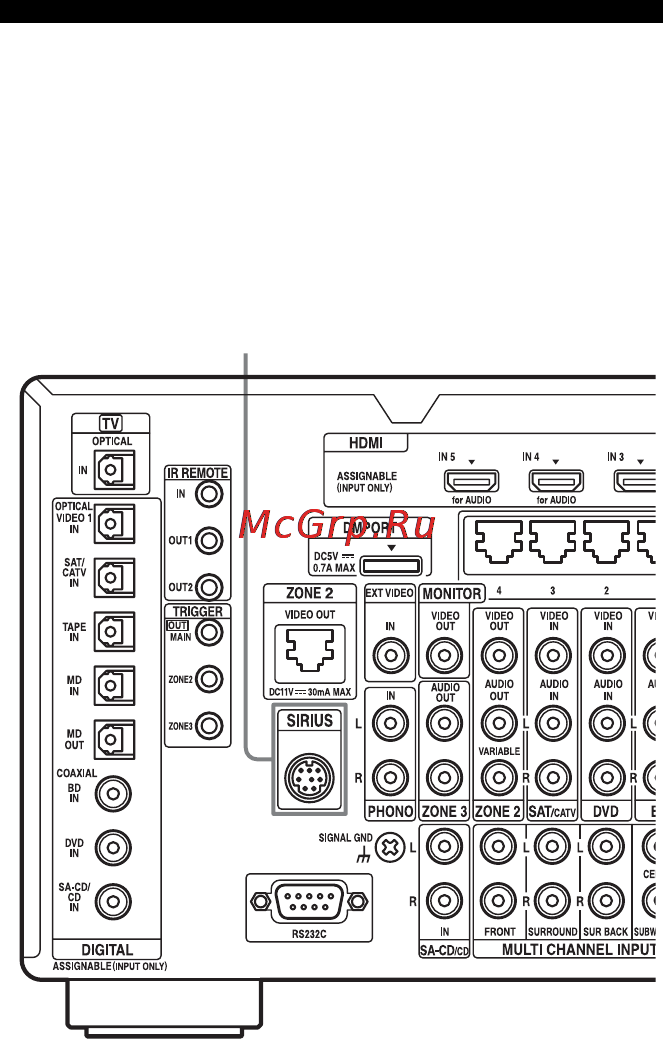Sony STR-DA5600ES [76/201] Для подключения к разъему sirius