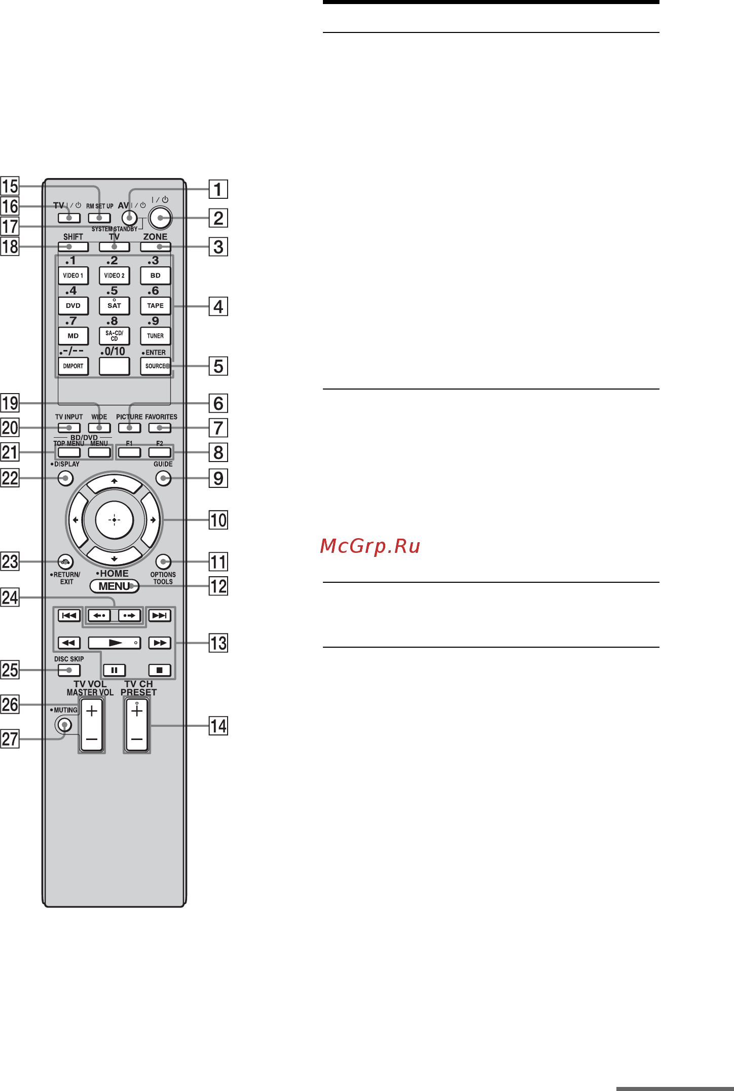 Sony STR-DA5400ES [23/182] Пульт дистанционного управления зона 2 зона 3 rm aap027
