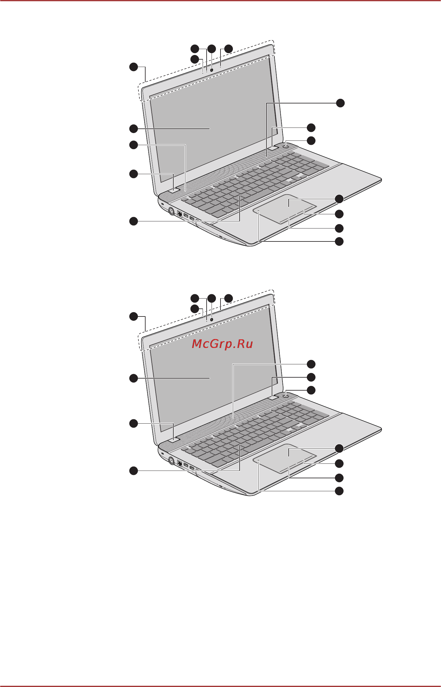 Toshiba SATELLITE P70-A-L1M [44/186] Рисунок 3 11 вид компьютера спереди с открытой панелью дисплея p70 a