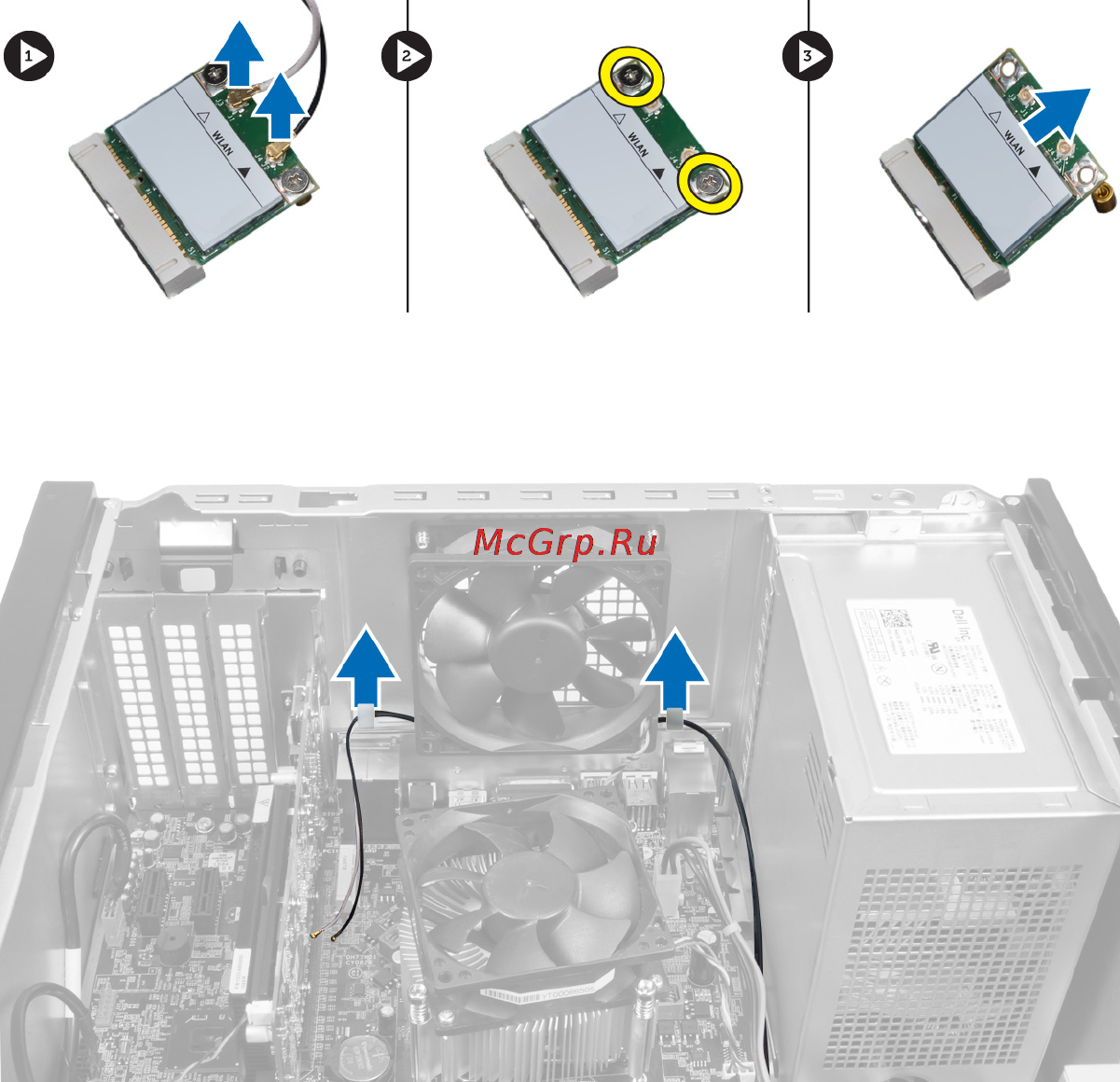 Dell Vostro 470 /470-9889/ [43/69] Извлечение платы wlan