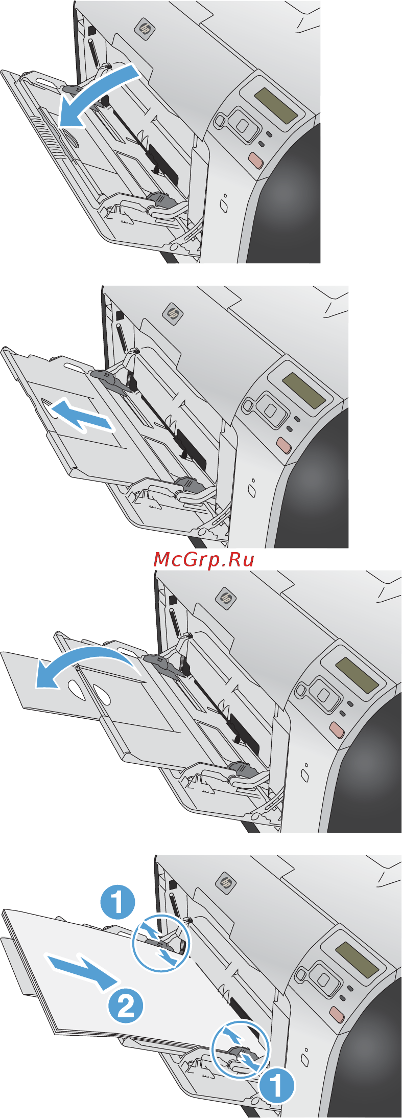HP LaserJet Pro 300 color M351a [90/266] Загрузка бумаги в лотки