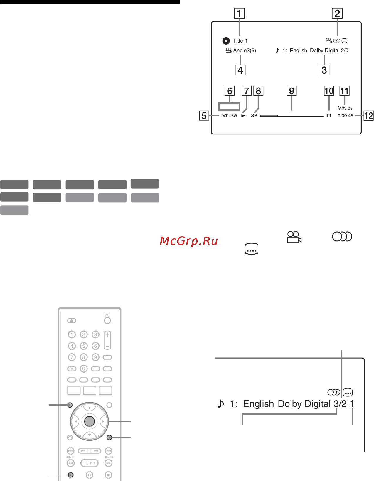 Sony RDR-GX220 [32/116] Îòîá²àæåíèå â²åìåíè âîñï²îèçâåäåíèø îñòàâøåãîñø â²åìåíè âîñï²îèçâåäåíèø è èíôî²ìàöèè î âîñï²îèçâåäåíèè