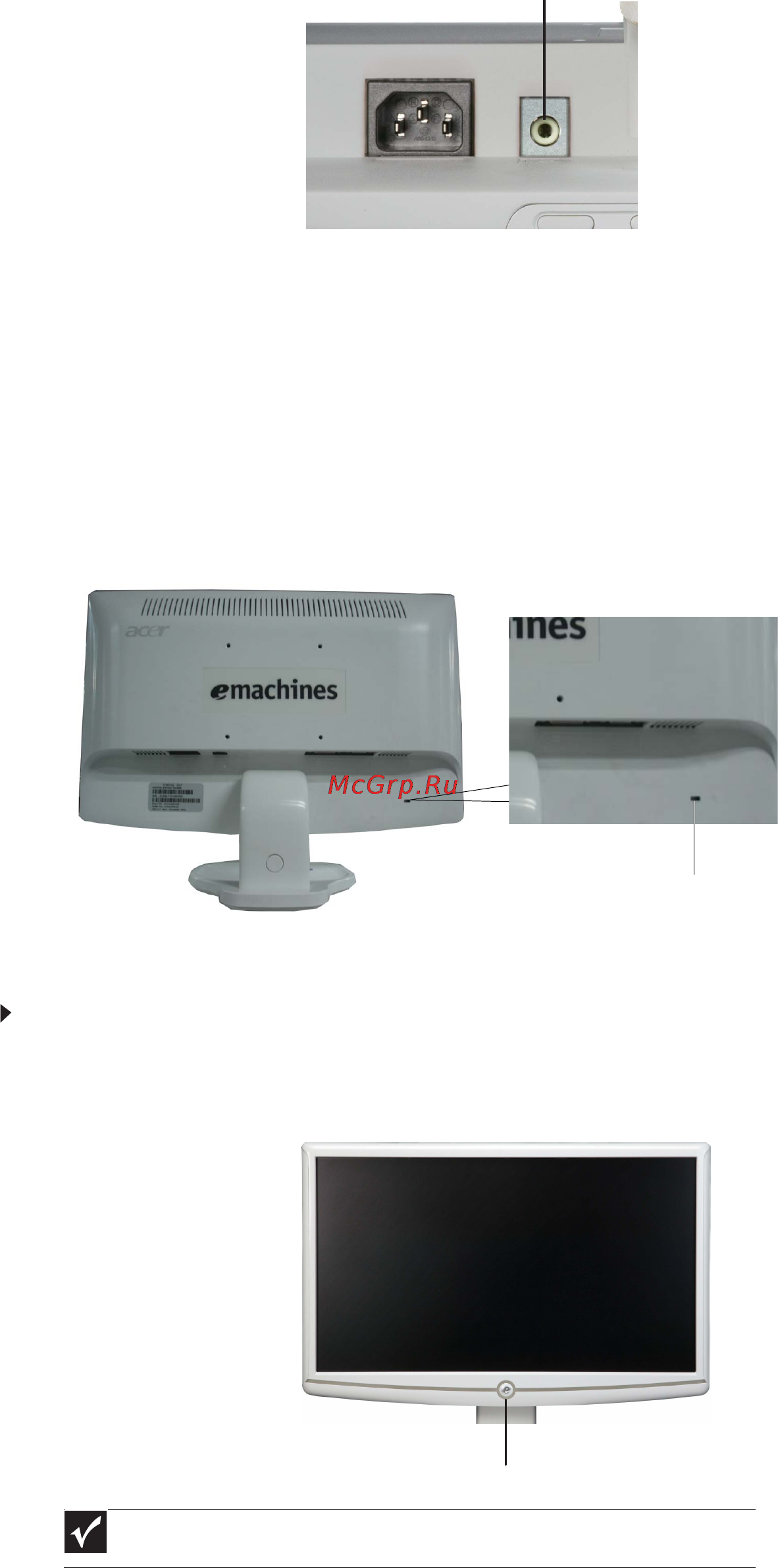 E-Machines E182HL [8/23] Включение монитора
