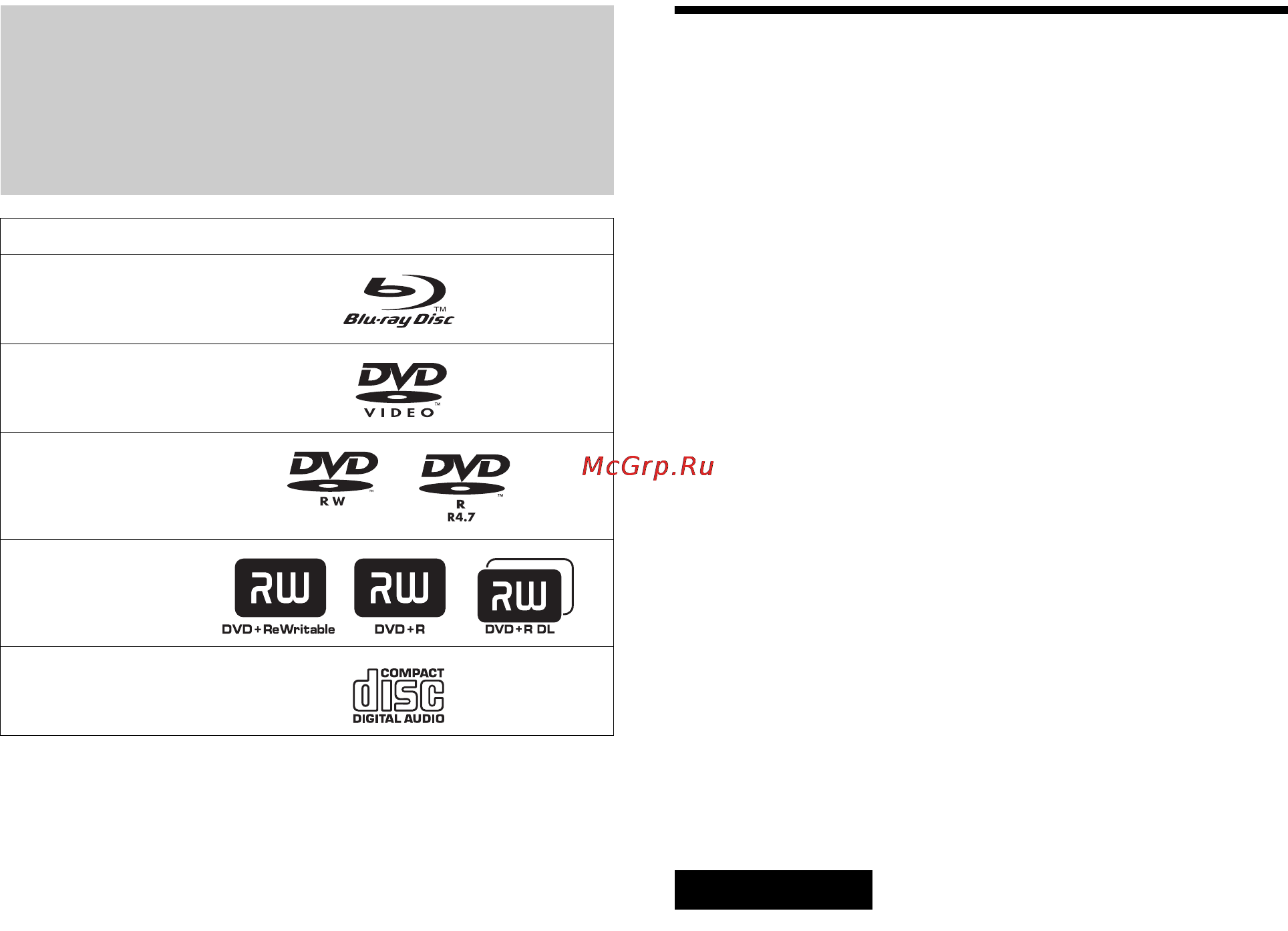 Sony BDP-S1E [6/72] Примеры дисков которые не удастся воспроизвести с помощью этого проигрывателя