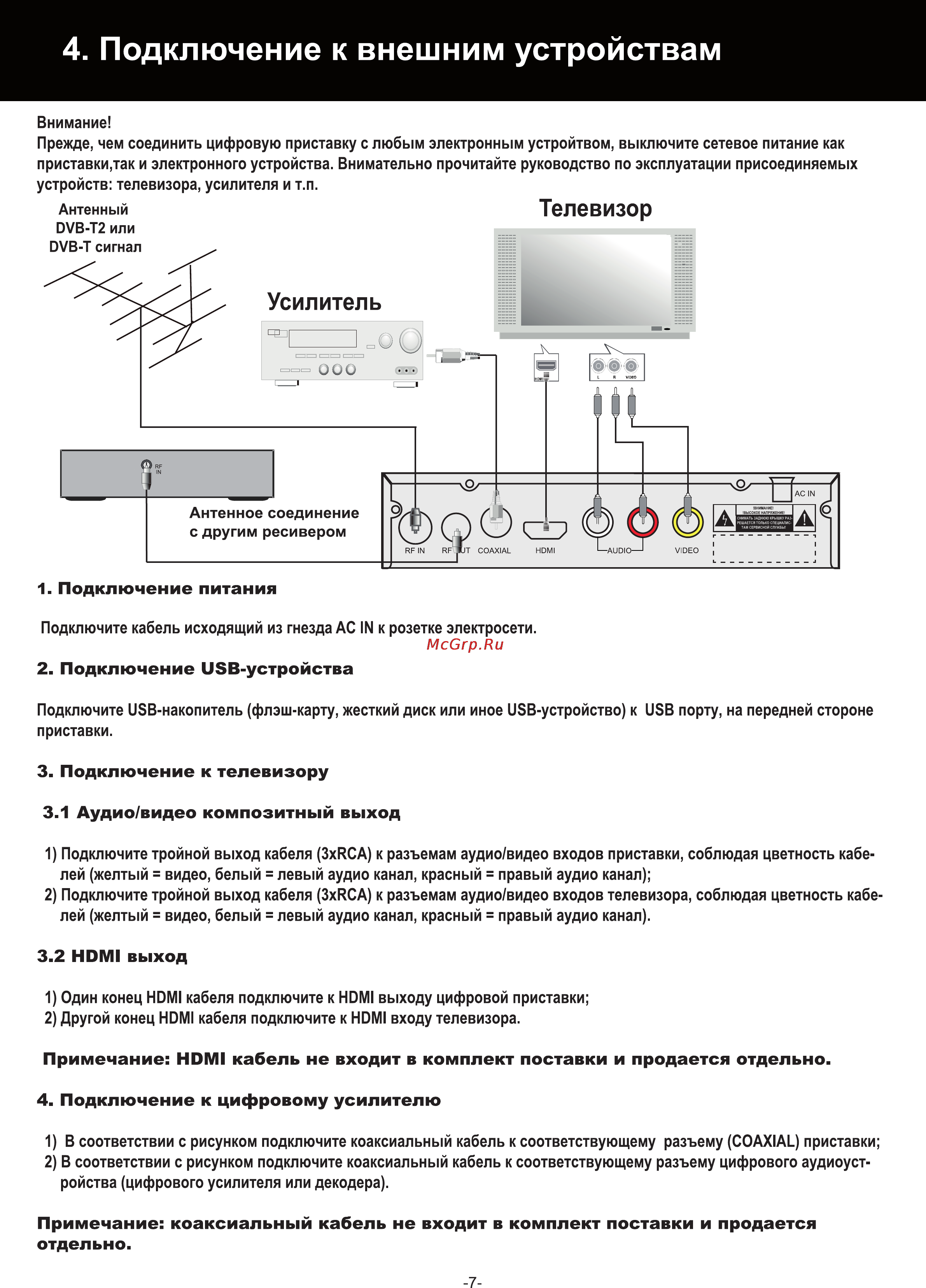 Rolsen RDB-508 [7/24] Подключение к телевизору