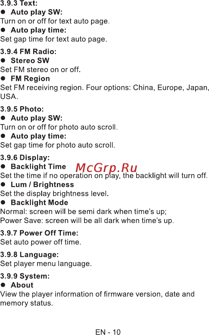 Sencor SFP 6260 OR [11/17] Normal screen will be semi dark when time s up power save screen will be all dark when time s up