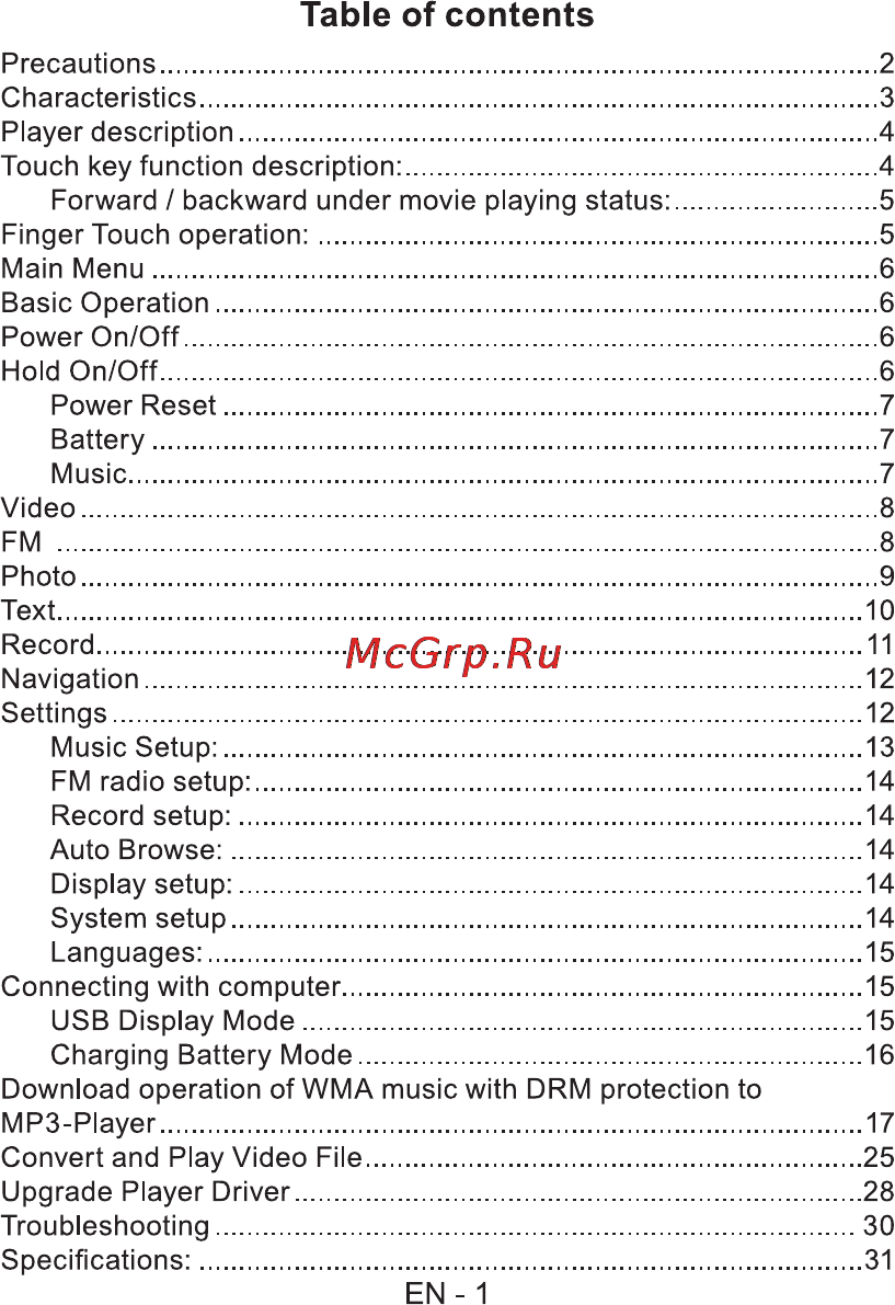 Sencor SFP 5670 GN [2/32] Table of contents