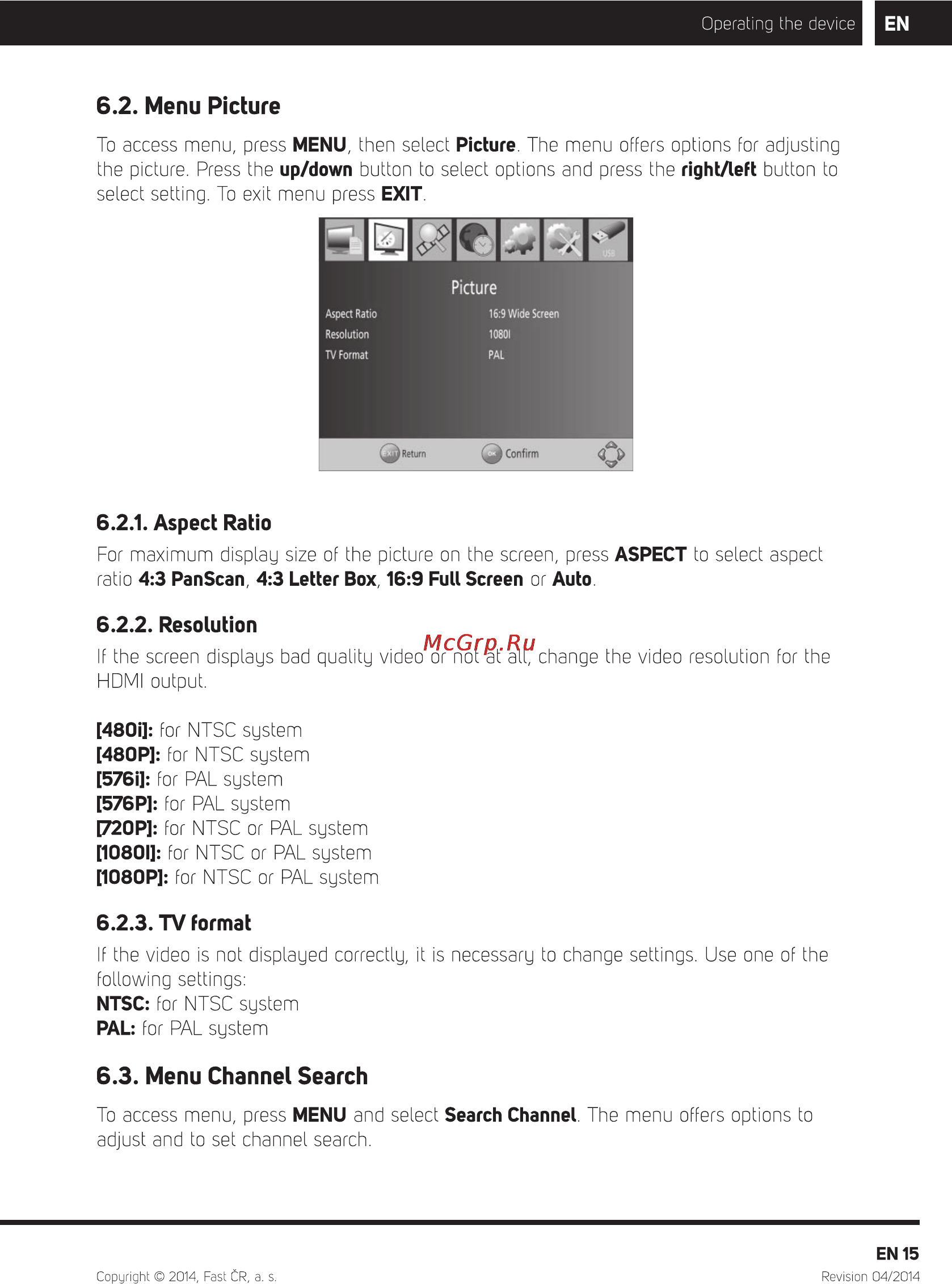 Sencor SPV 6714M4 [16/32] Menu picture