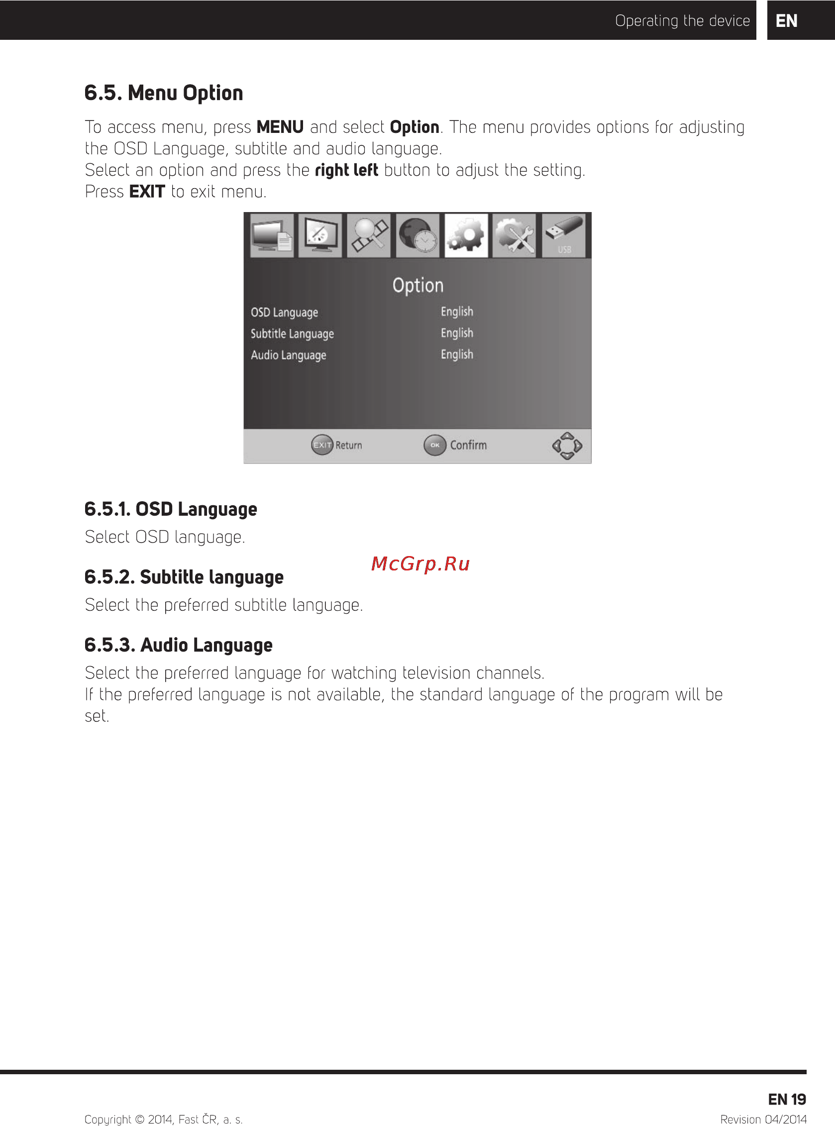 Sencor SPV 6714M4 [20/32] Menu option