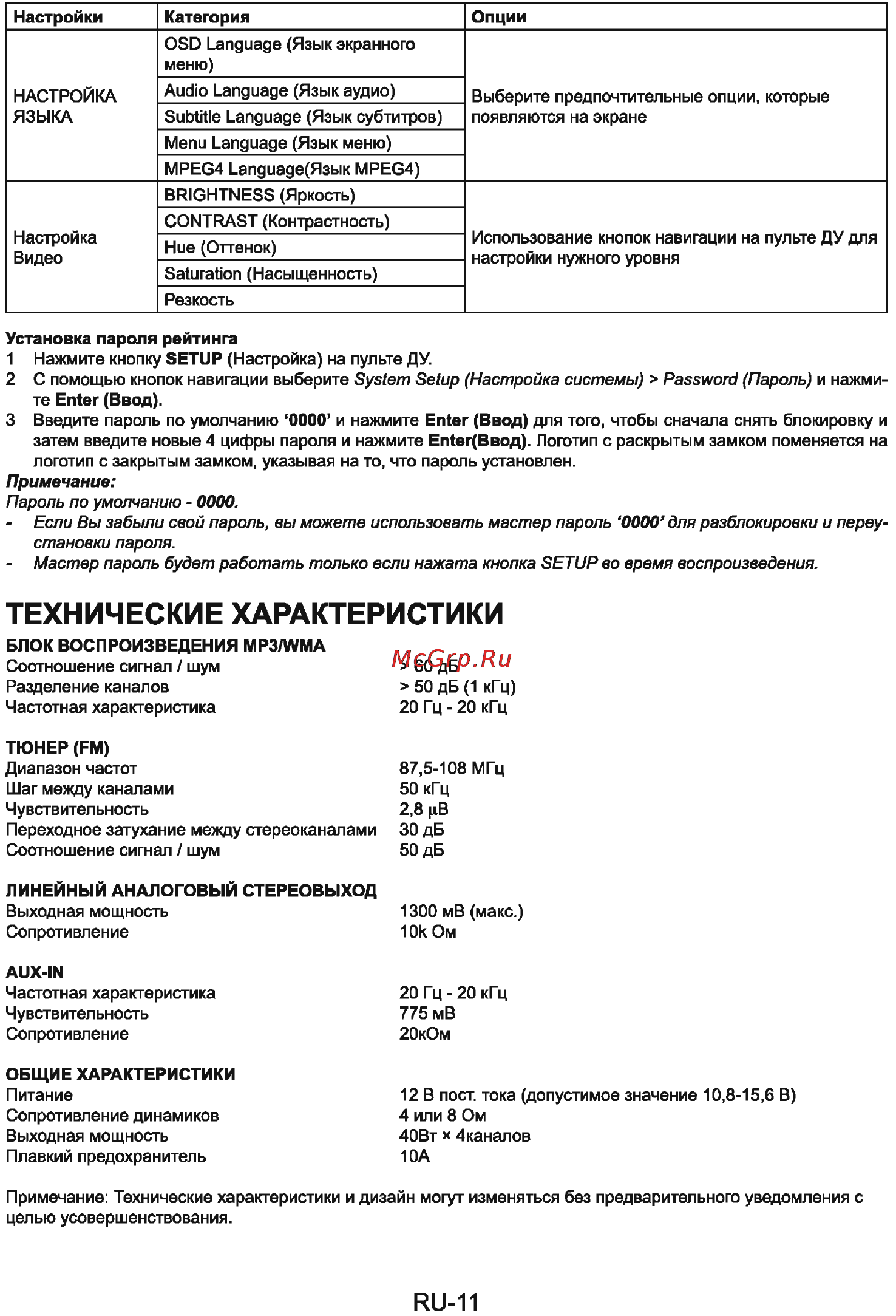 Sencor SCT 8015MR [12/13] Технические характеристики