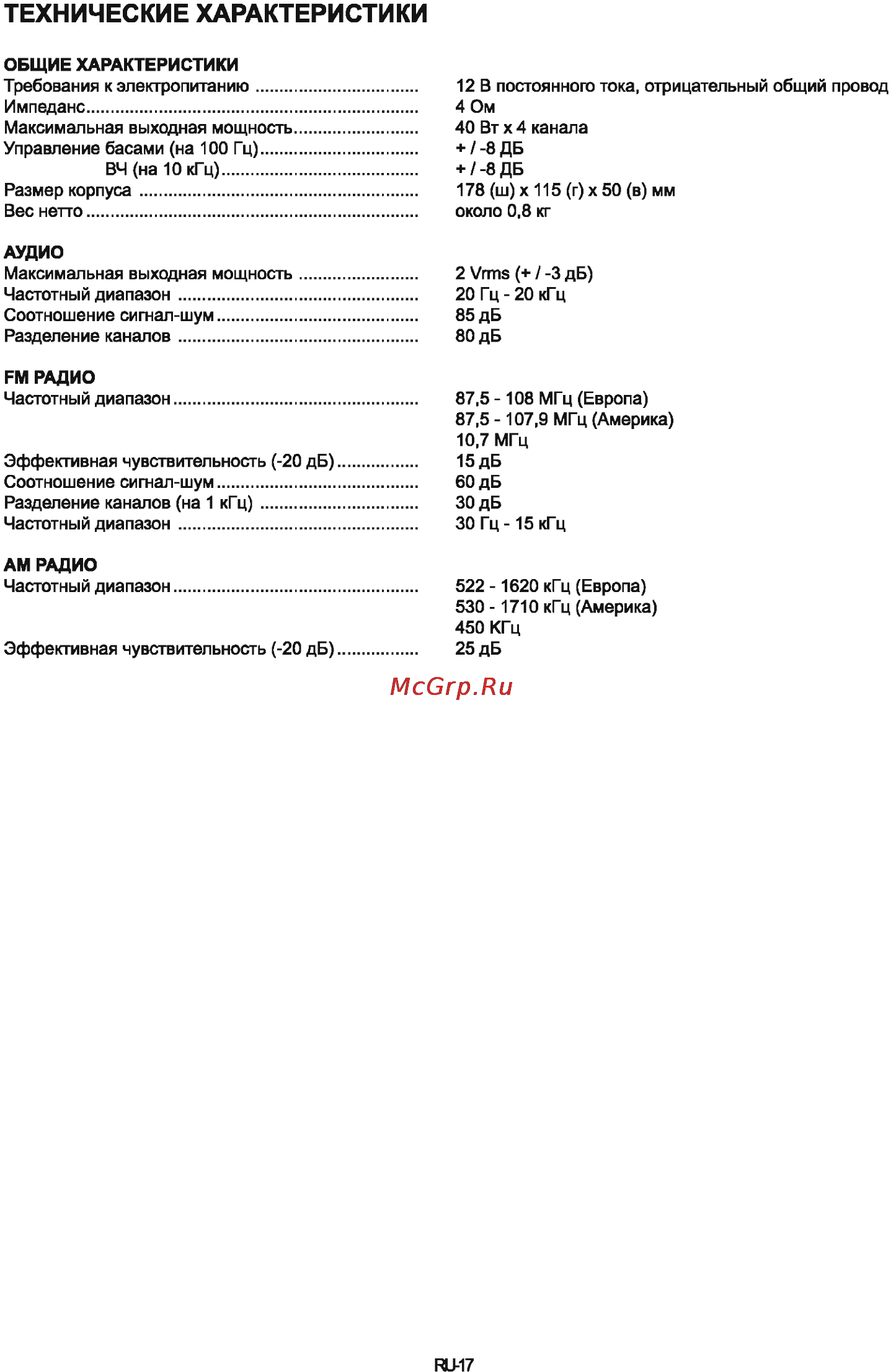 Sencor SCT 3016MR [18/19] Технические характеристики