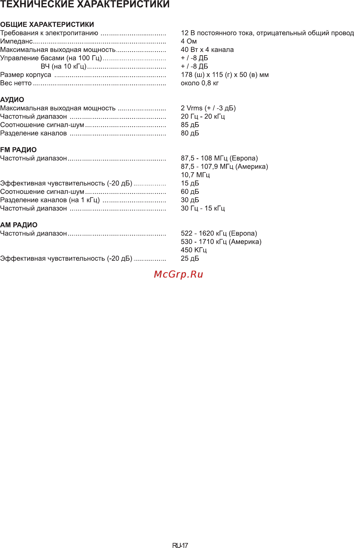 Sencor SCT 3015MR [18/19] Технические характеристики