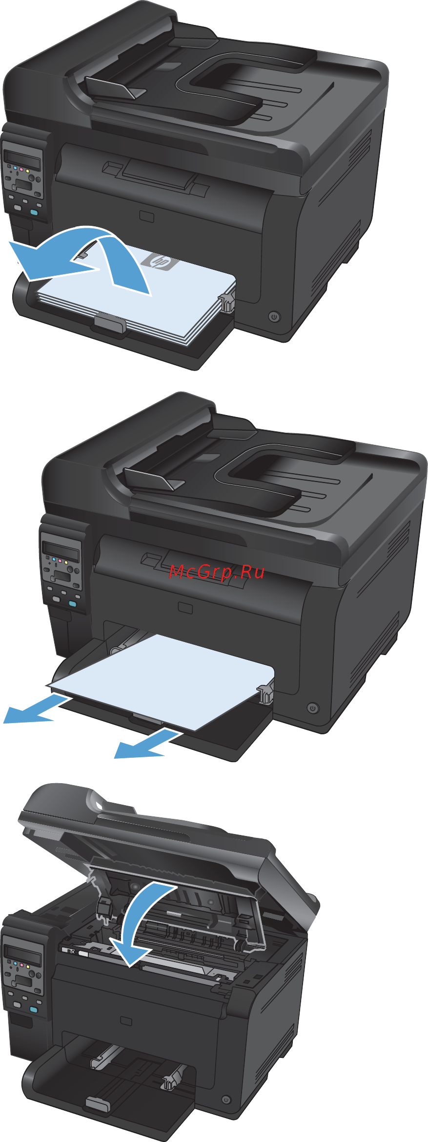 HP LaserJet Pro 100 color M175a u003CCE865Au003E [179/238] Устранение замятий в подающем лотке