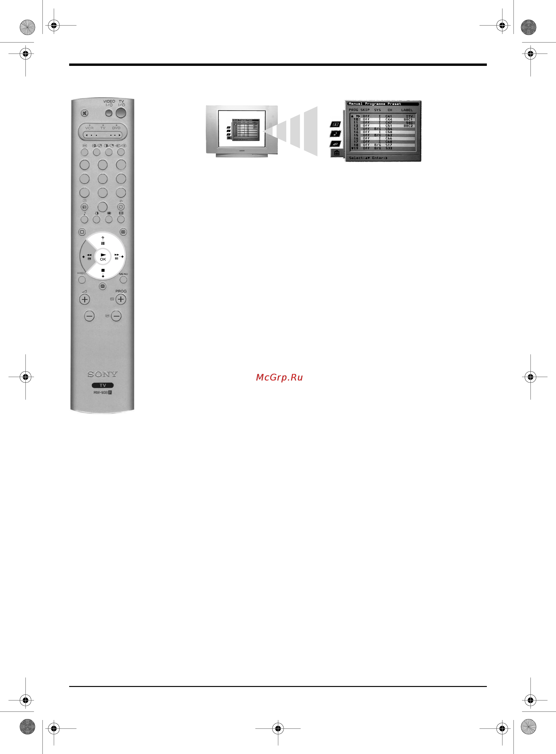 Sony TRINITRON KV-29FQ76K [69/148] Manual programme preset menu