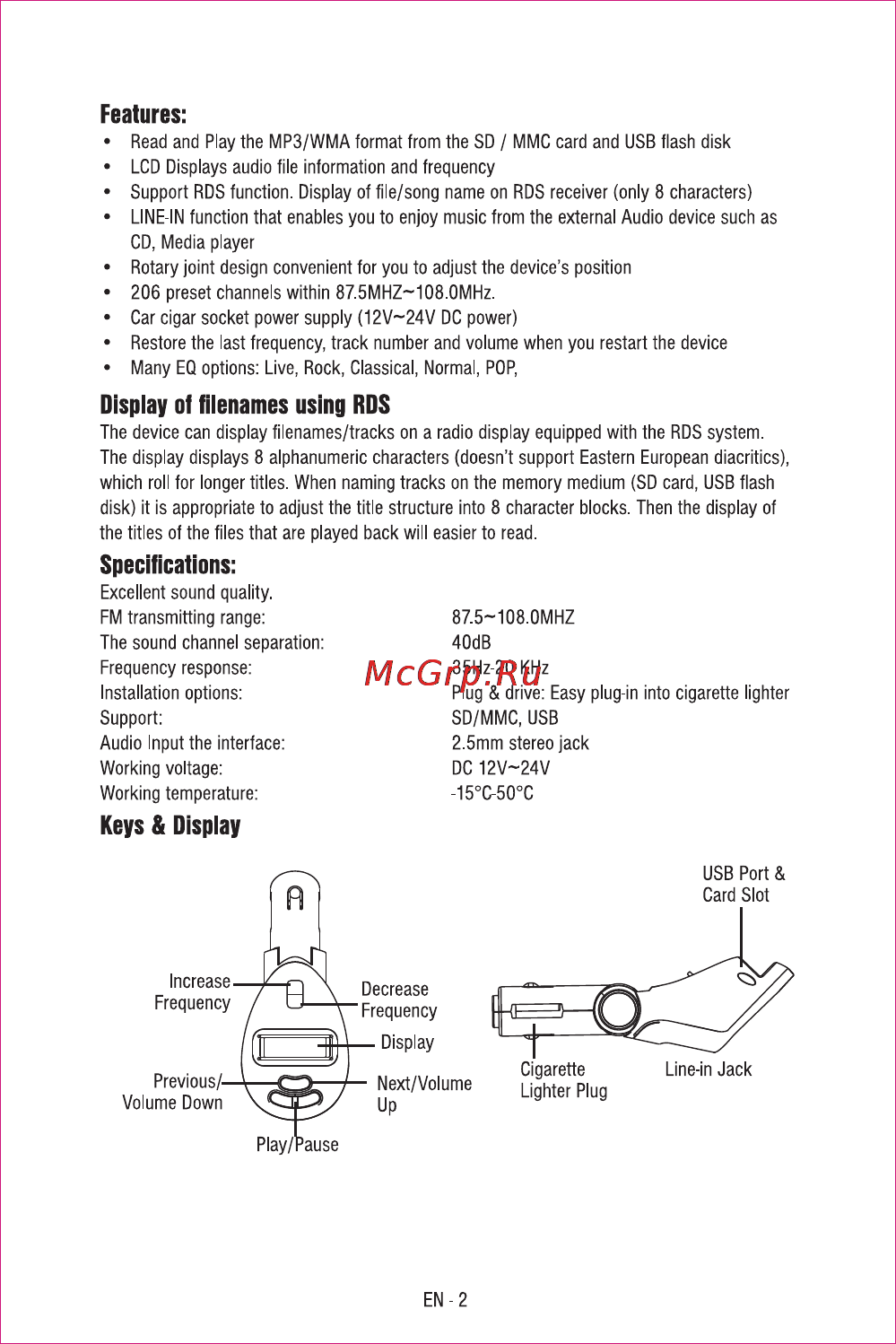 Sencor SWM 151 RDS Инструкция по эксплуатации онлайн [3/8] 85883