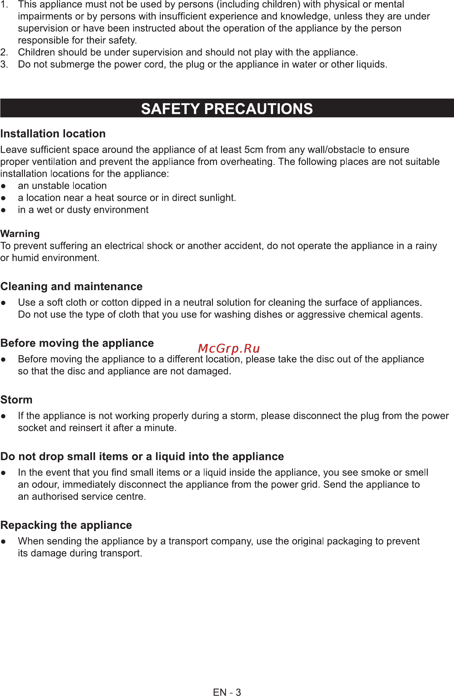 Sencor SMC 605 [5/18] Safety precautions