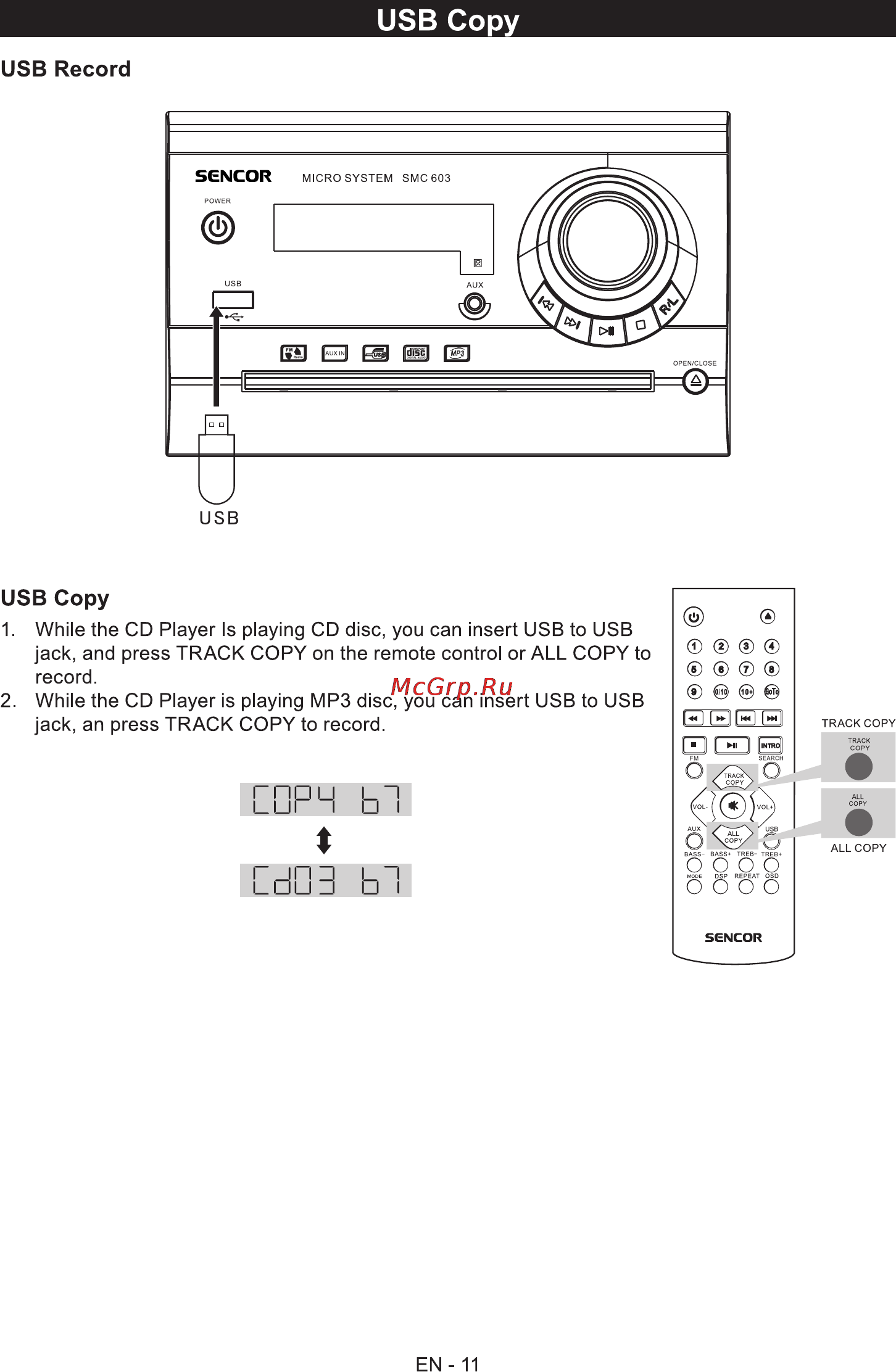 Sencor SMC 603 [11/16] Usb copy