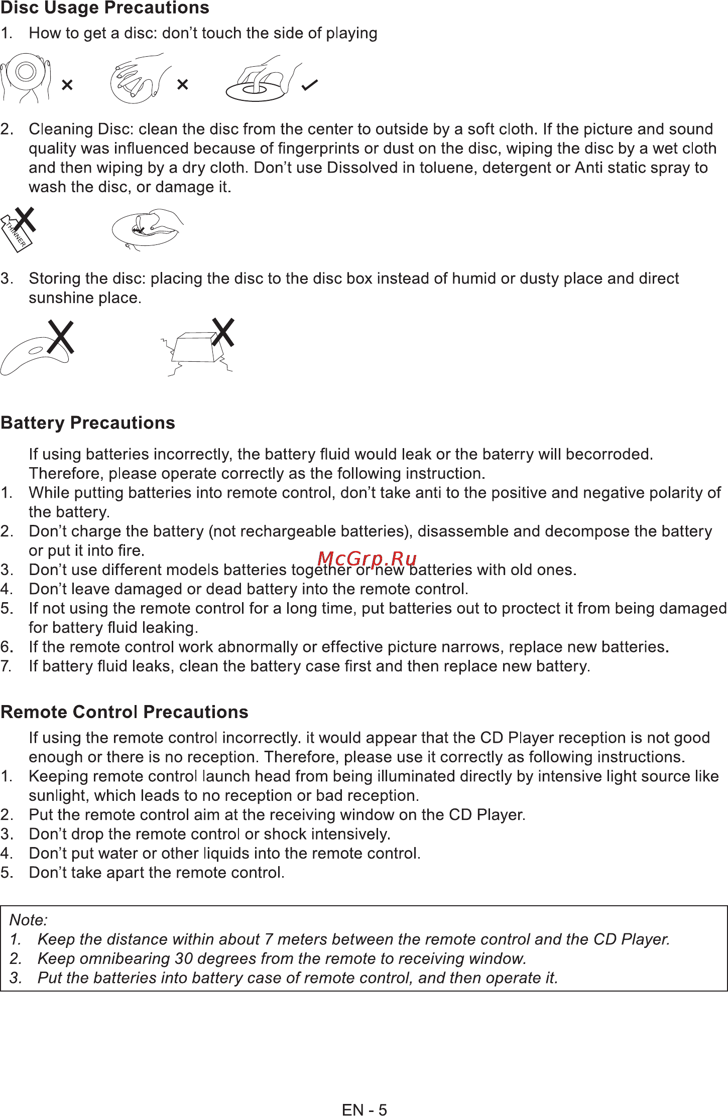 Sencor SMC 603 [5/16] Battery precautions