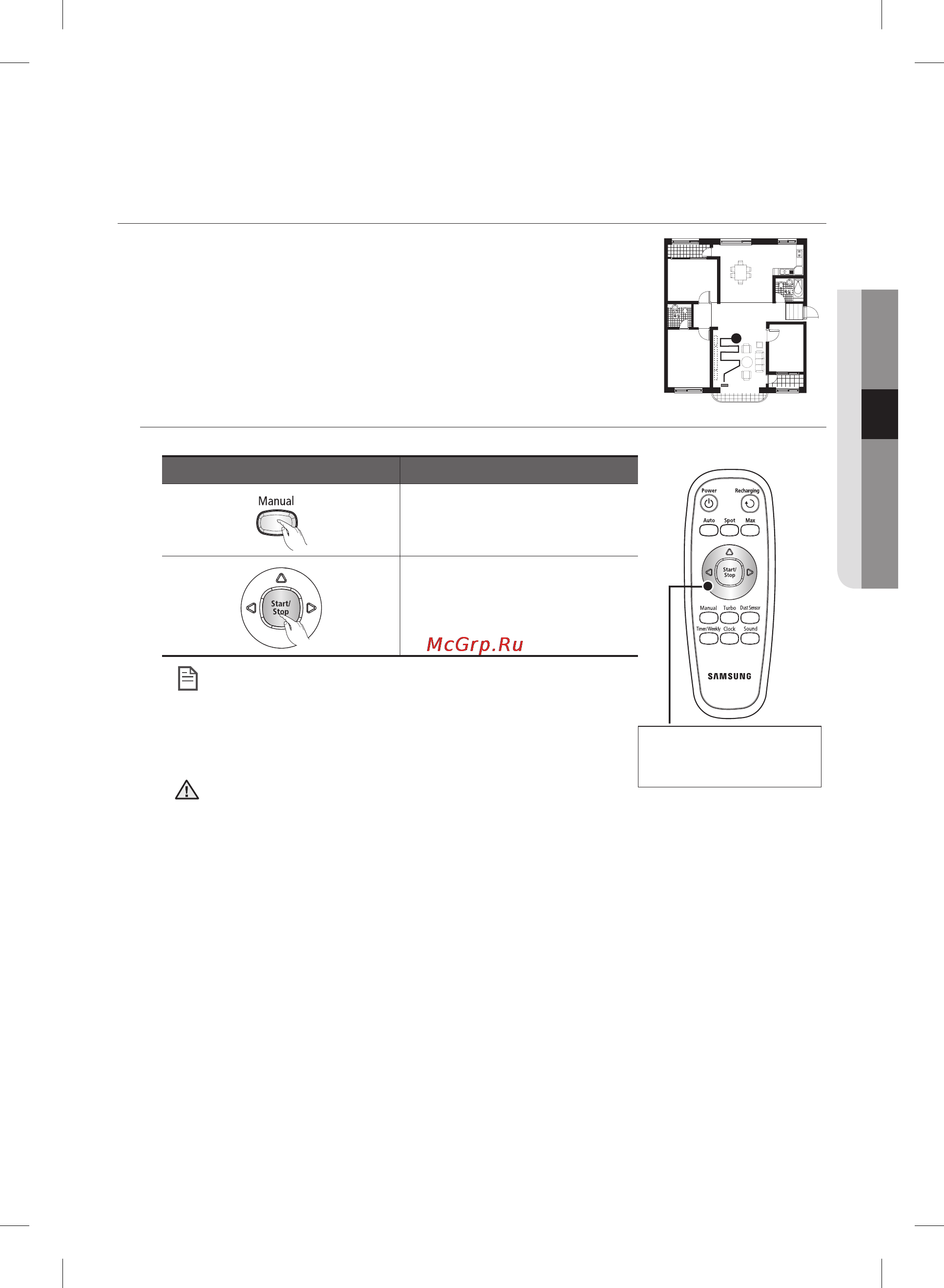 Samsung SR8980 [33/52] Уборка в режиме manual ручной