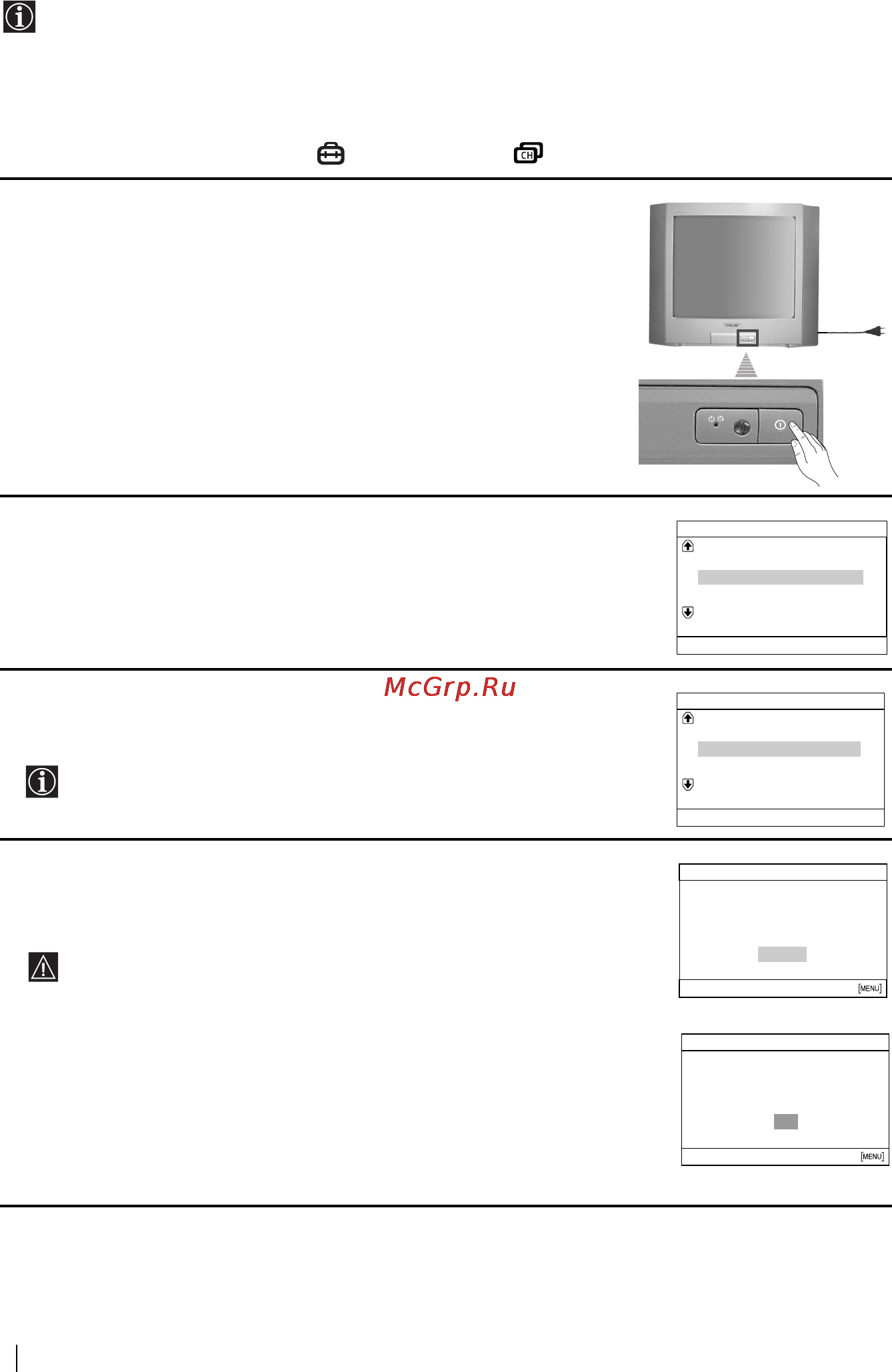 Sony FD TRINITRON KV-21CL1K [80/128] Włączanie telewizora i automatyczne programowanie