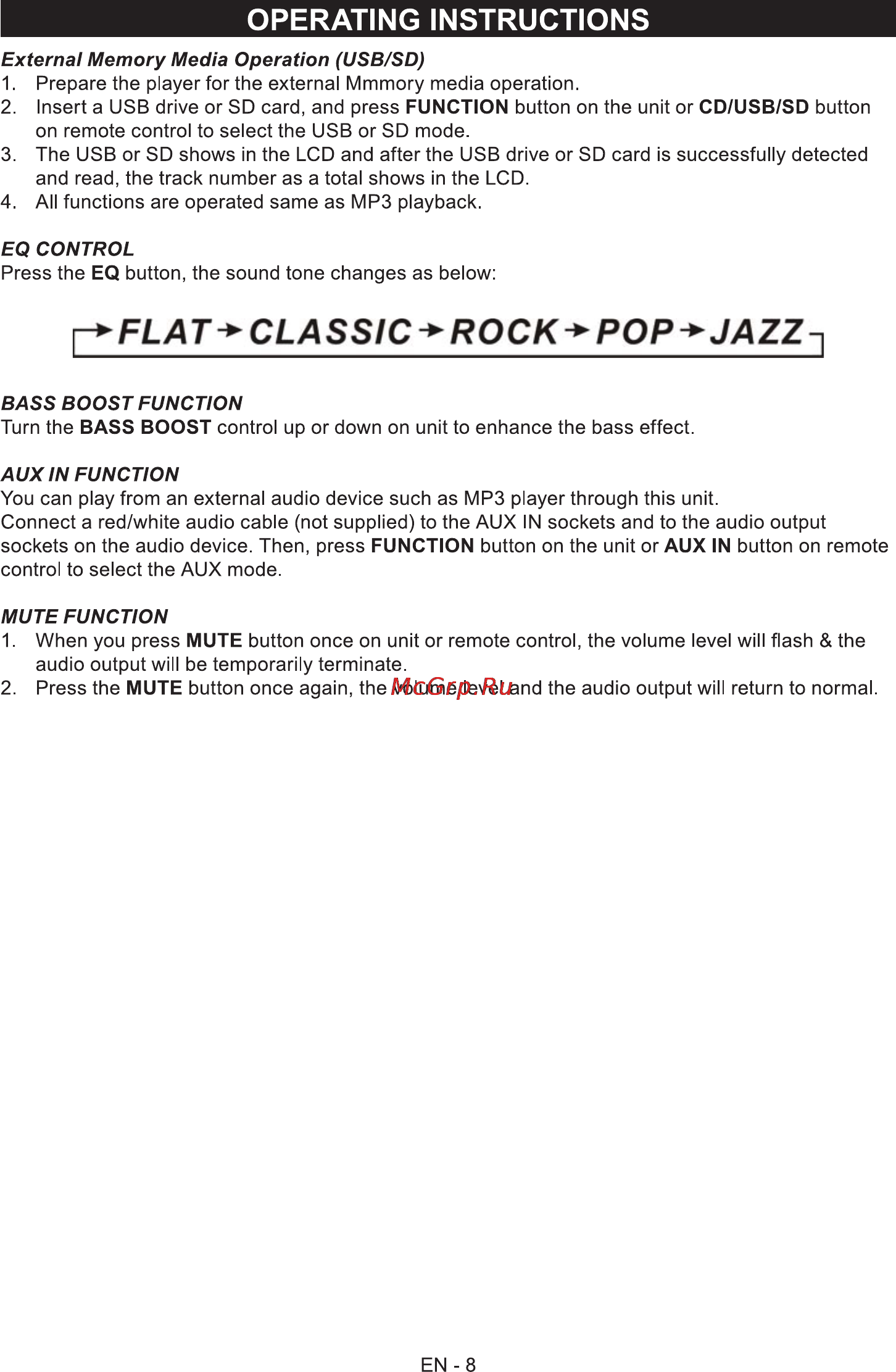 Sencor SPT 330 [9/11] Flat classic rock pop jazzj