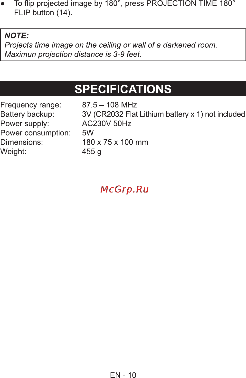 Sencor SRC 340 [12/14] Specifications