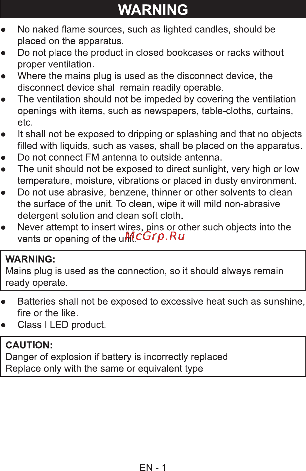 Sencor SRC 340 [3/14] Warning