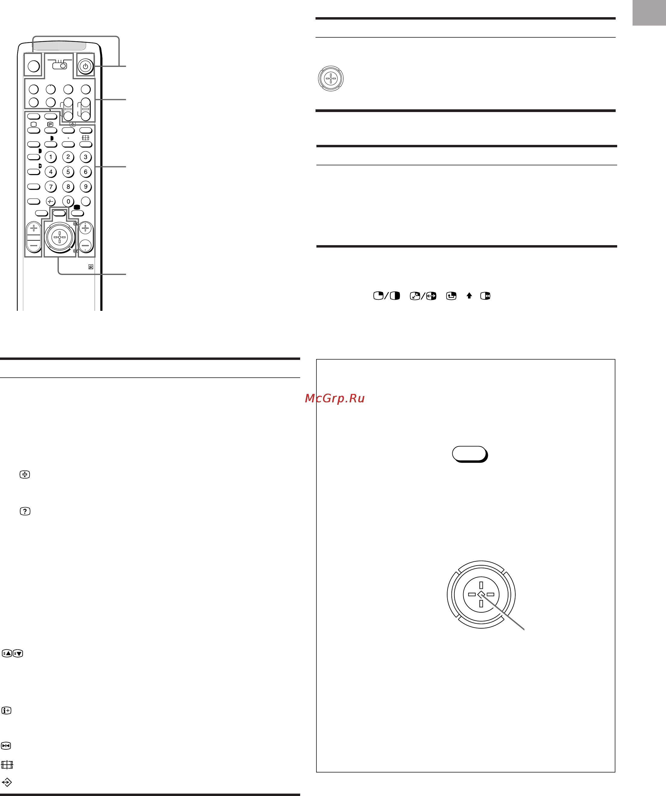 Sony KL-40WA1K [5/31] For the menu system