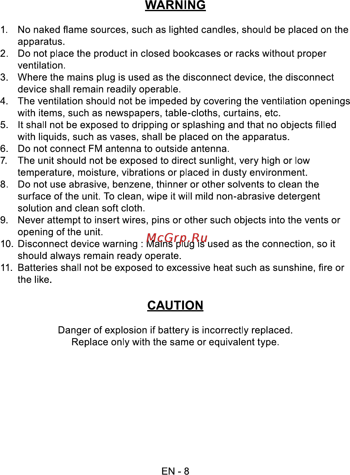 Sencor SRC 170 OR [10/12] Caution