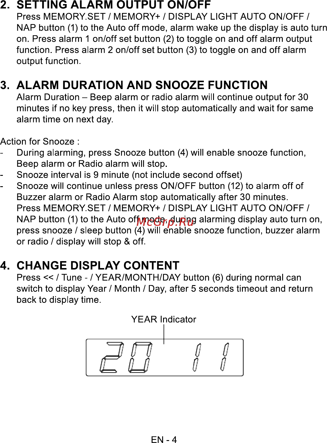 Sencor SRC 170 GN [6/12] Setting alarm output on off