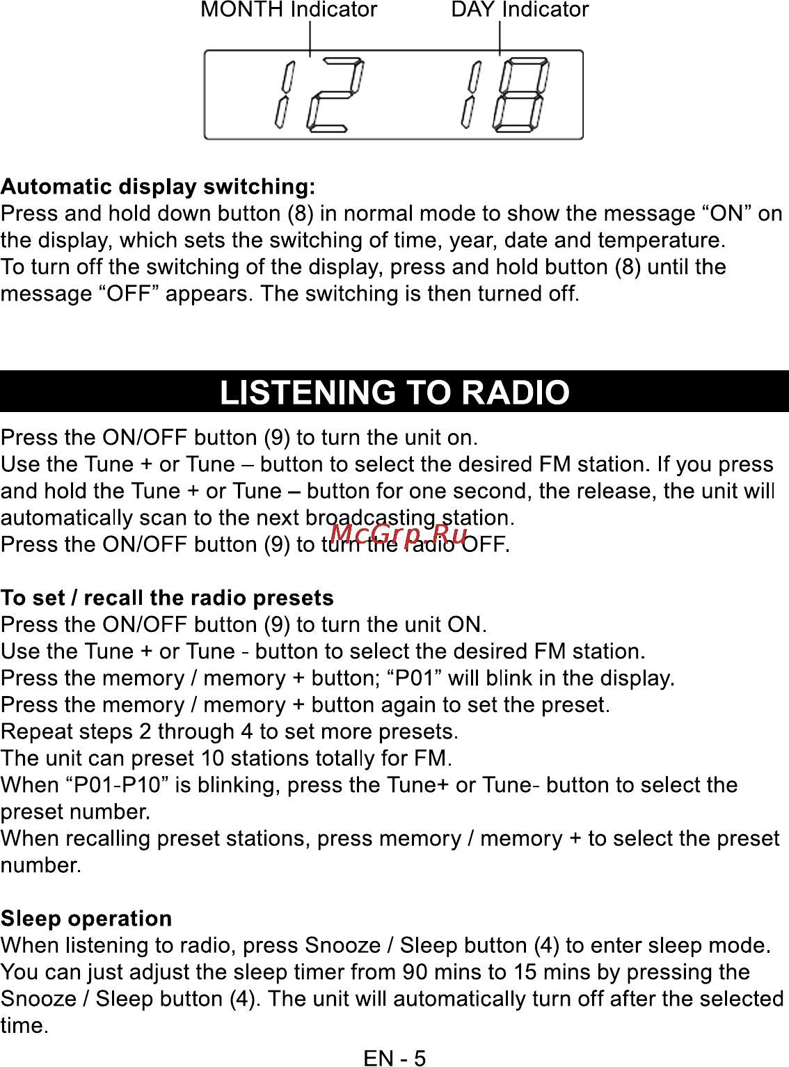 Sencor SRC 170 GN [7/12] Listening to radio