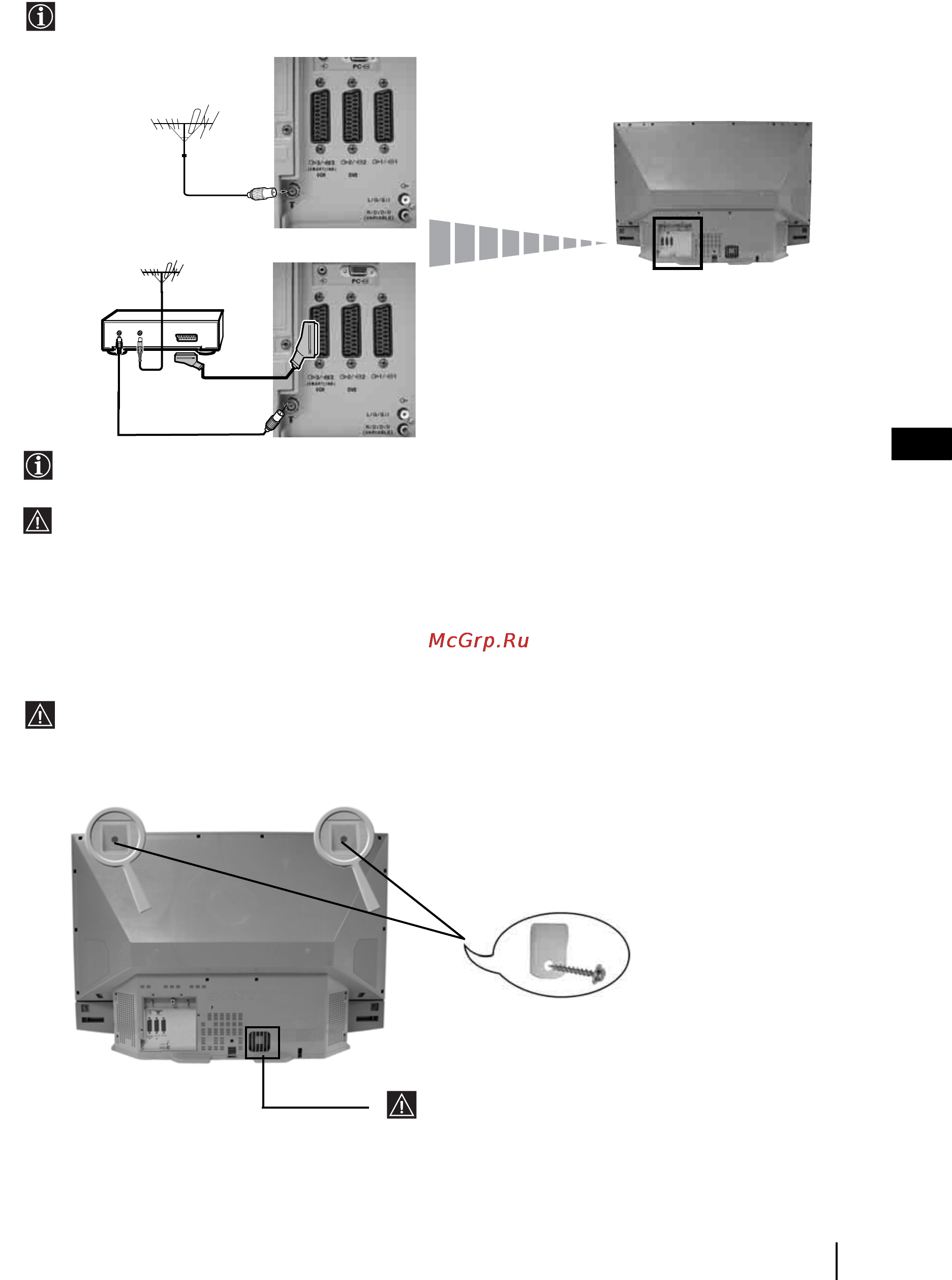 Sony GRAND VEGA KF-50SX300K [40/192] Свързване на антена и видеокасетофон