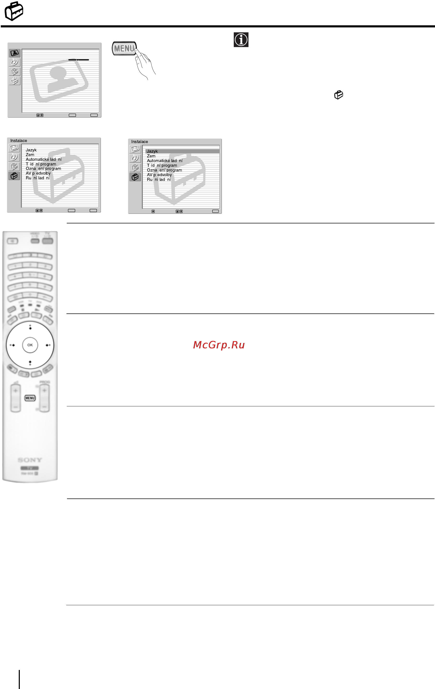Sony GRAND VEGA KF-50SX300K [81/192] Nabídka instalace