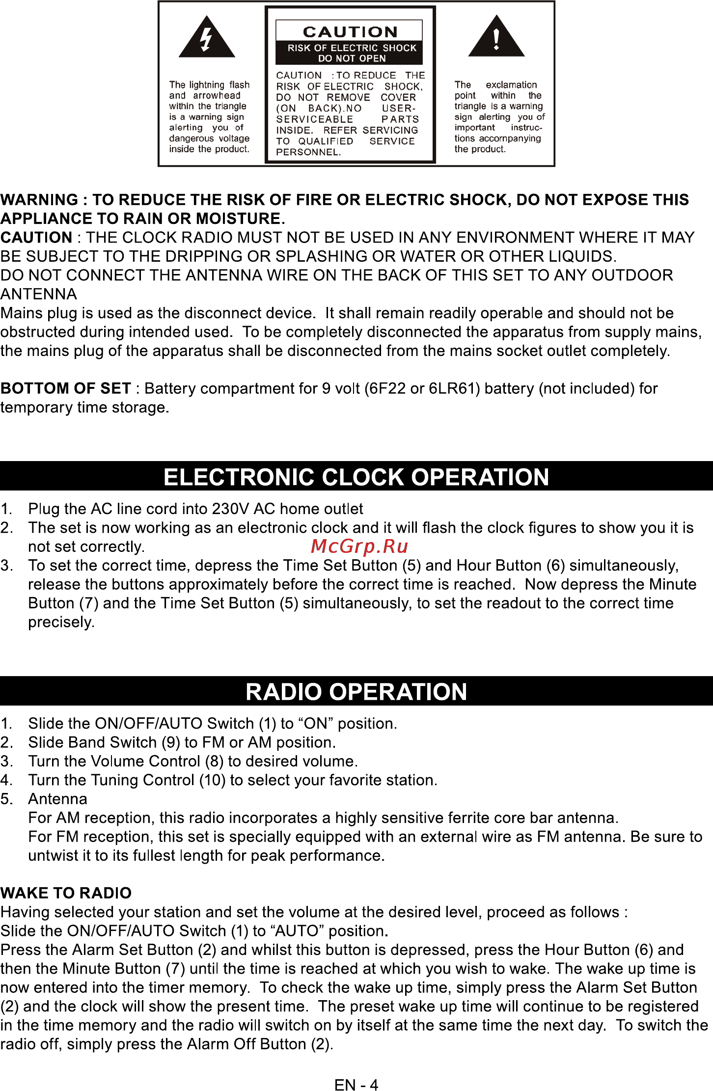 Sencor SRC 140 R [4/6] Electronic clock operation