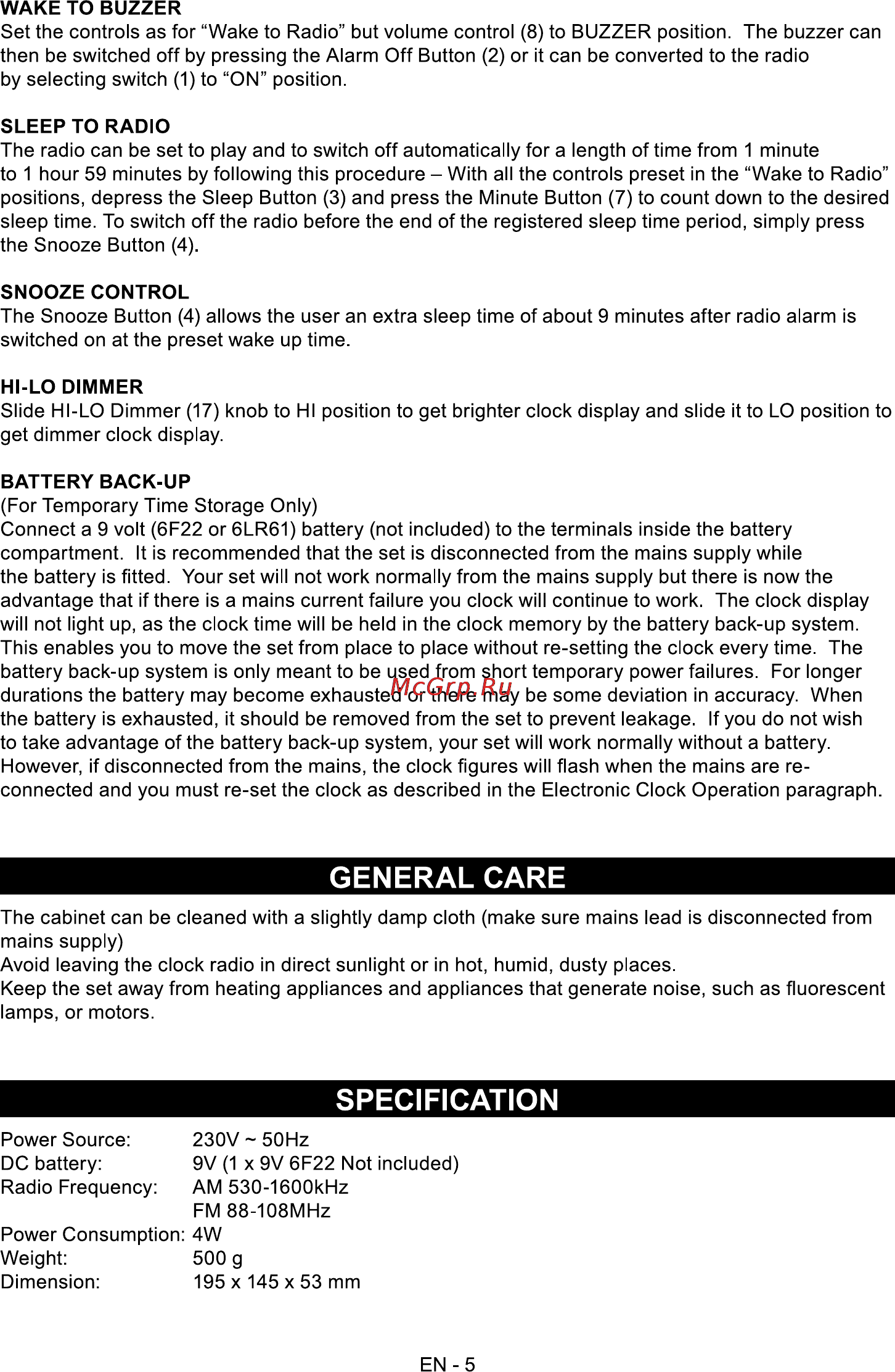 Sencor SRC 140 R [5/6] General care