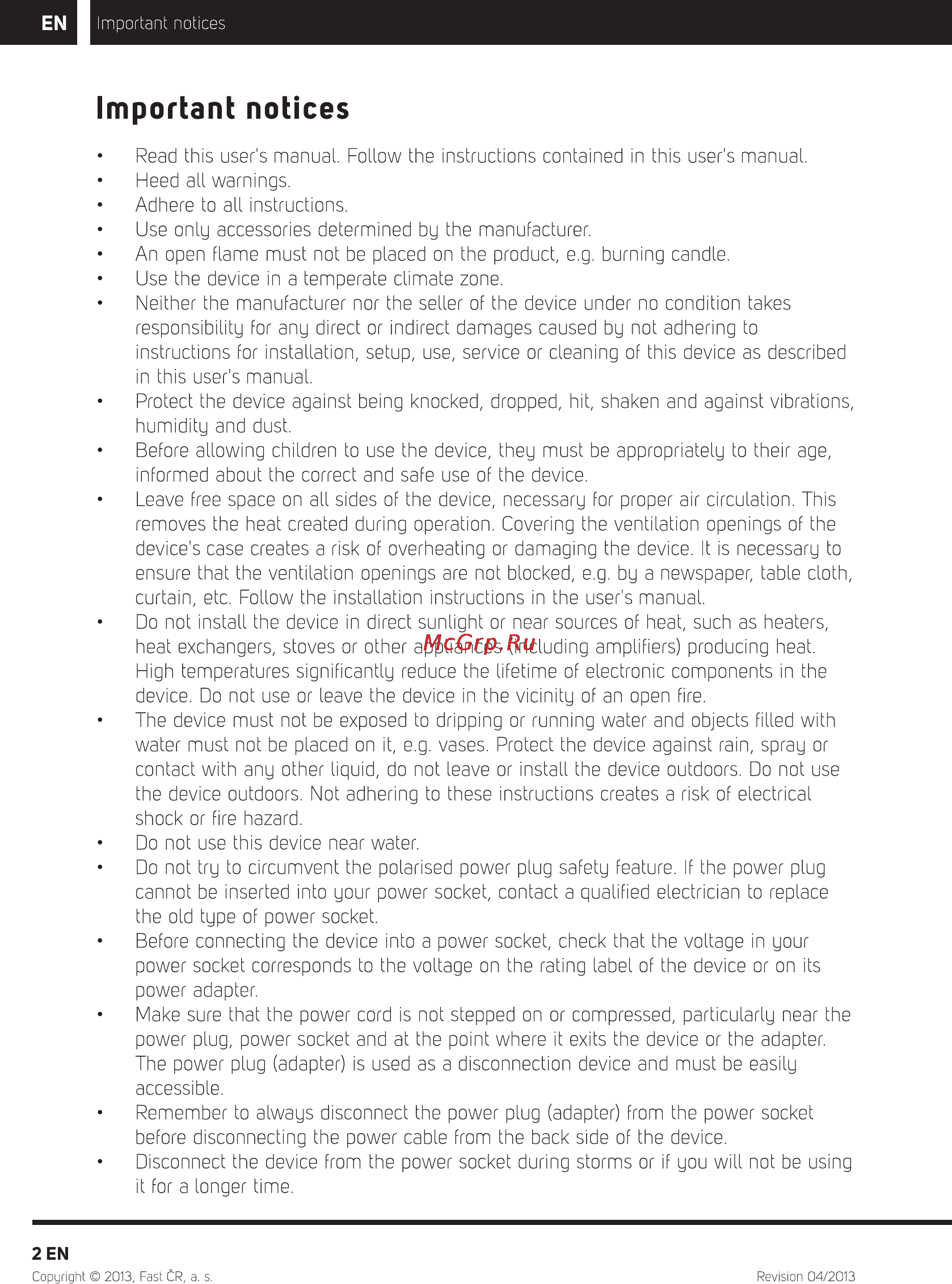 Sencor IMPERIAL BTS 500 [4/16] Important notices