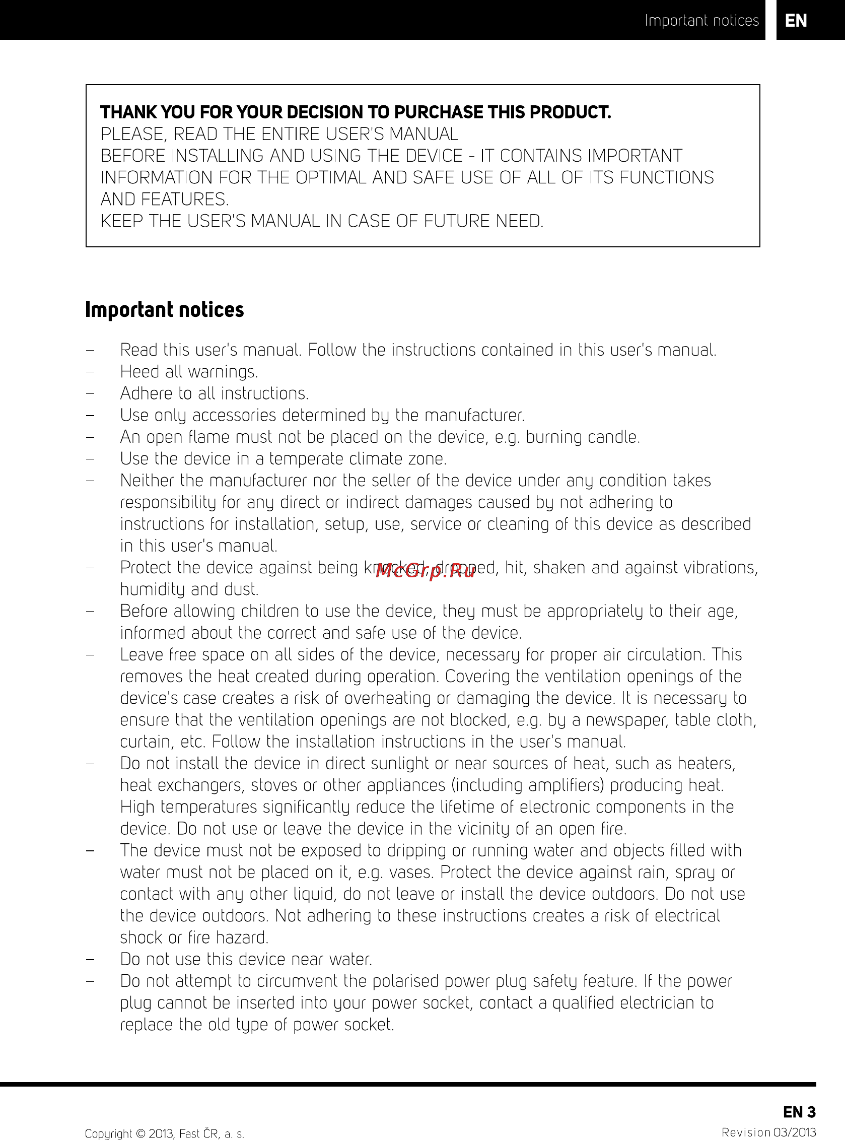 Sencor IMPERIAL BTS 100 [3/10] Important notices