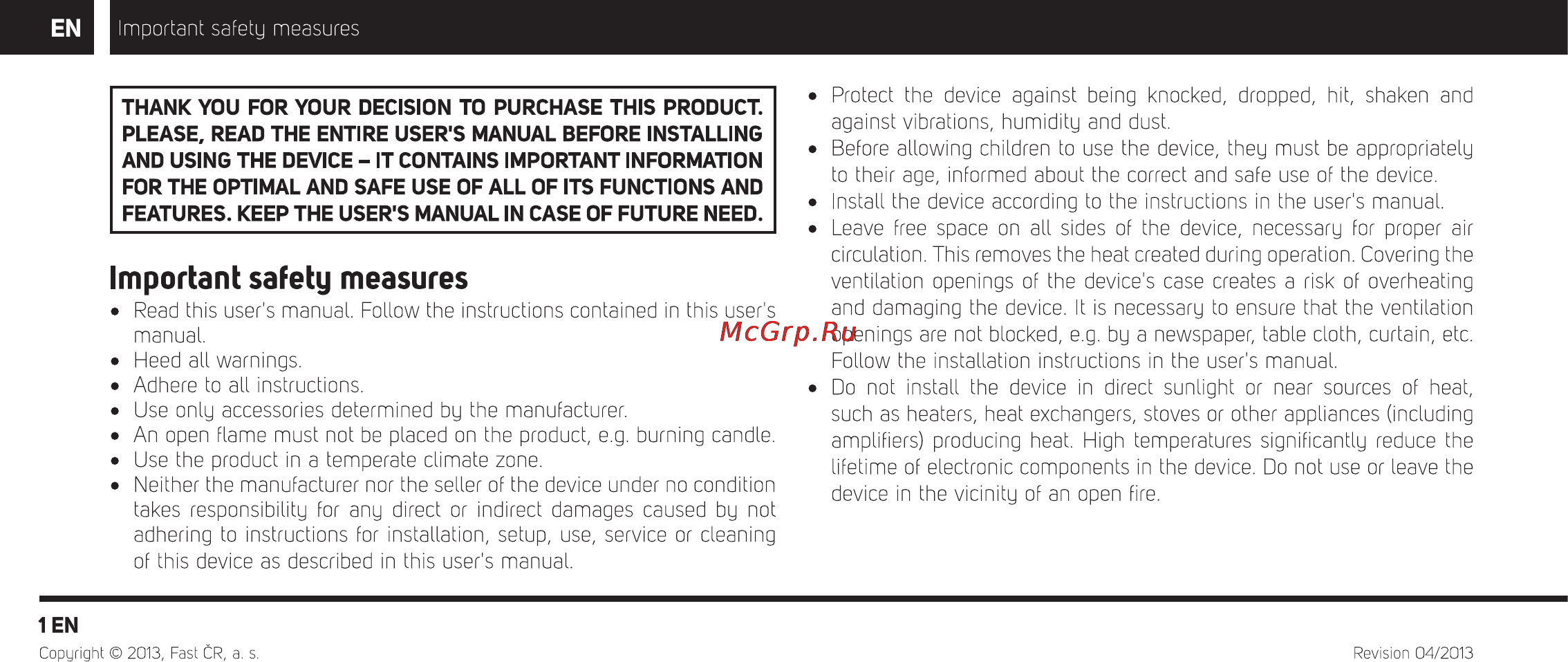 Sencor IMPERIAL BTR 500NFC [2/13] Important safety measures