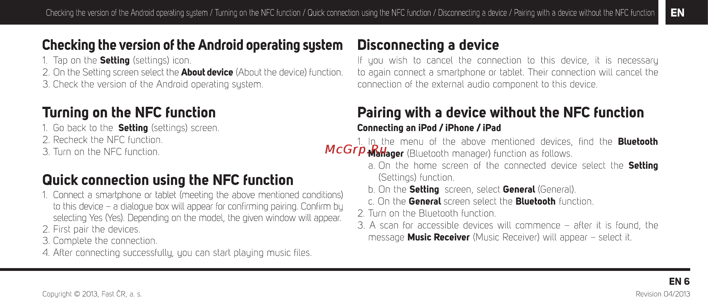 Sencor IMPERIAL BTR 500NFC [7/13] Checking the version of the android operating system