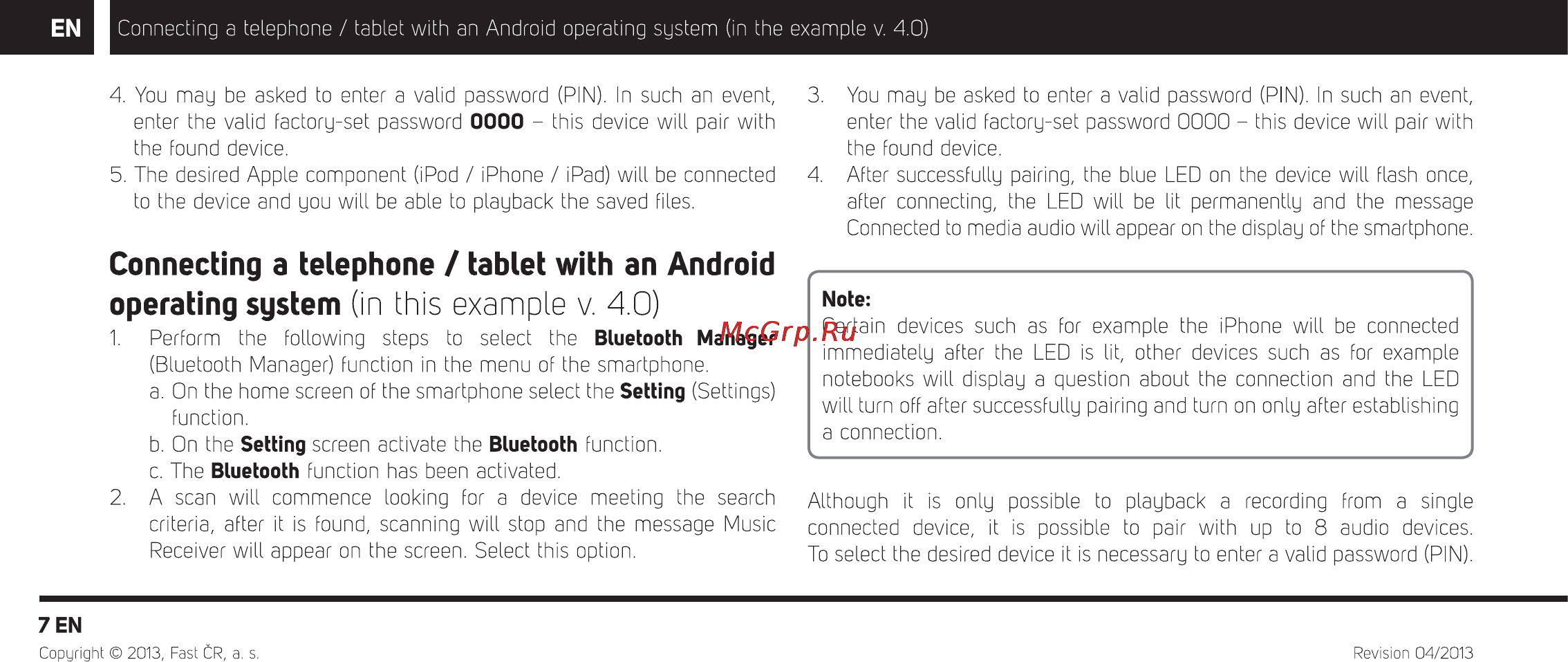 Sencor IMPERIAL BTR 500NFC [8/13] Connecting a telephone tablet with an android