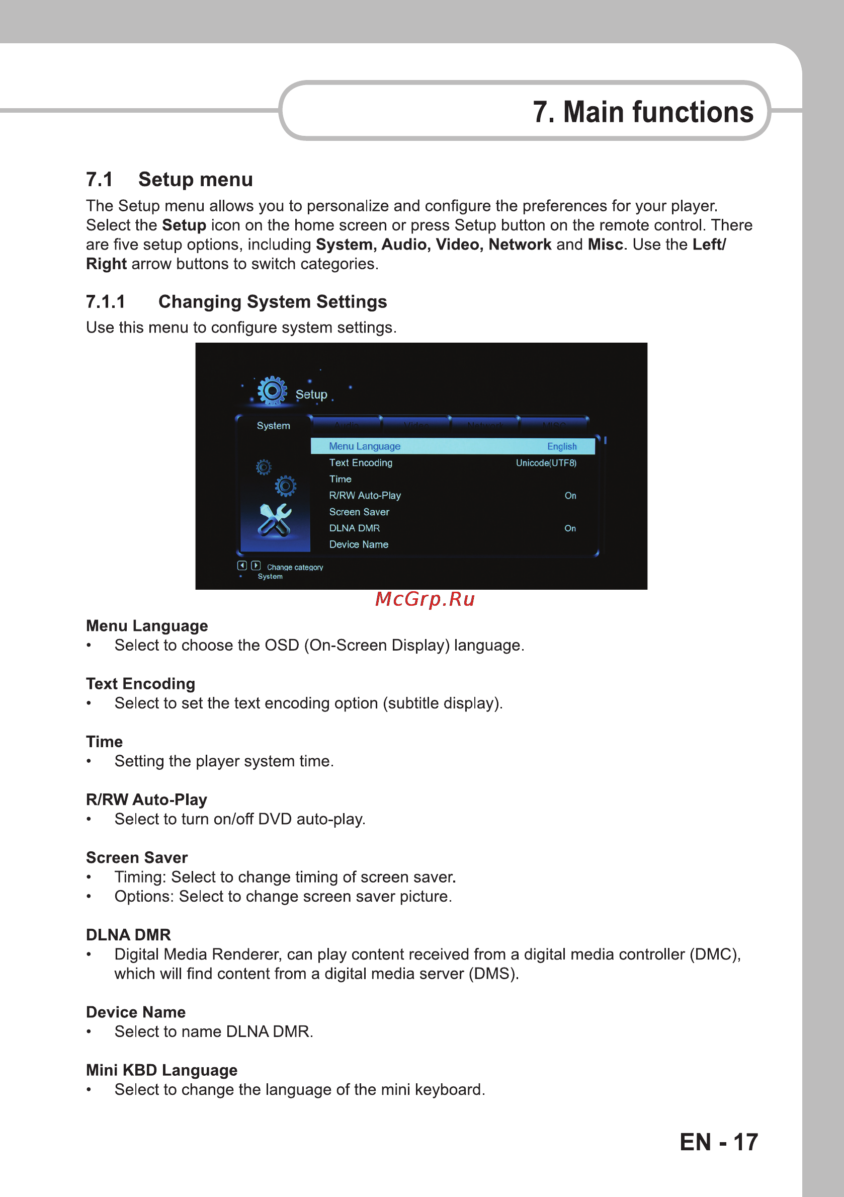 Sencor SMP 9000 [19/68] Main functions