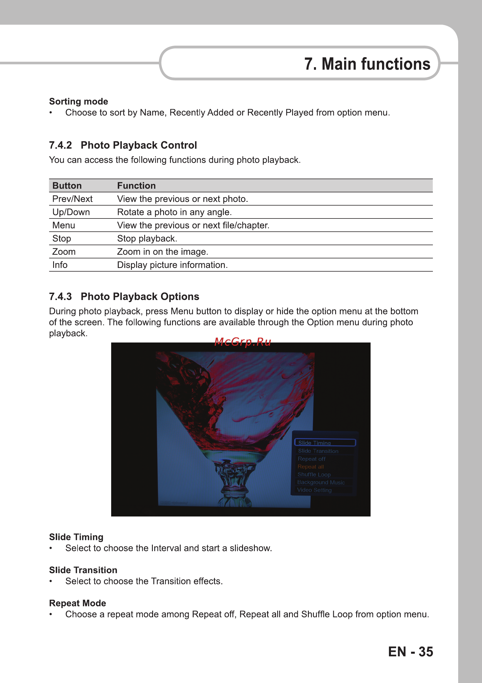 Sencor SMP 9000 [37/68] Main functions