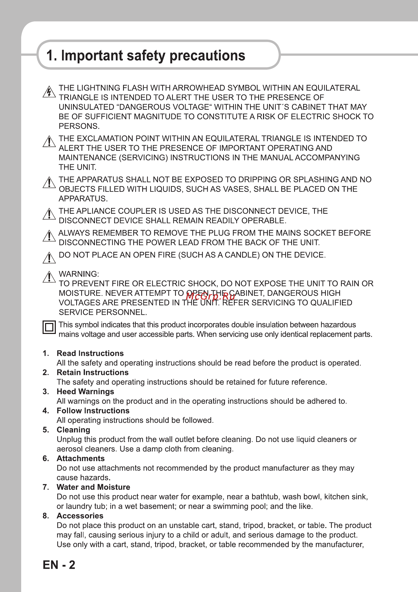 Sencor SMP 9000 [4/68] Important safety precautions